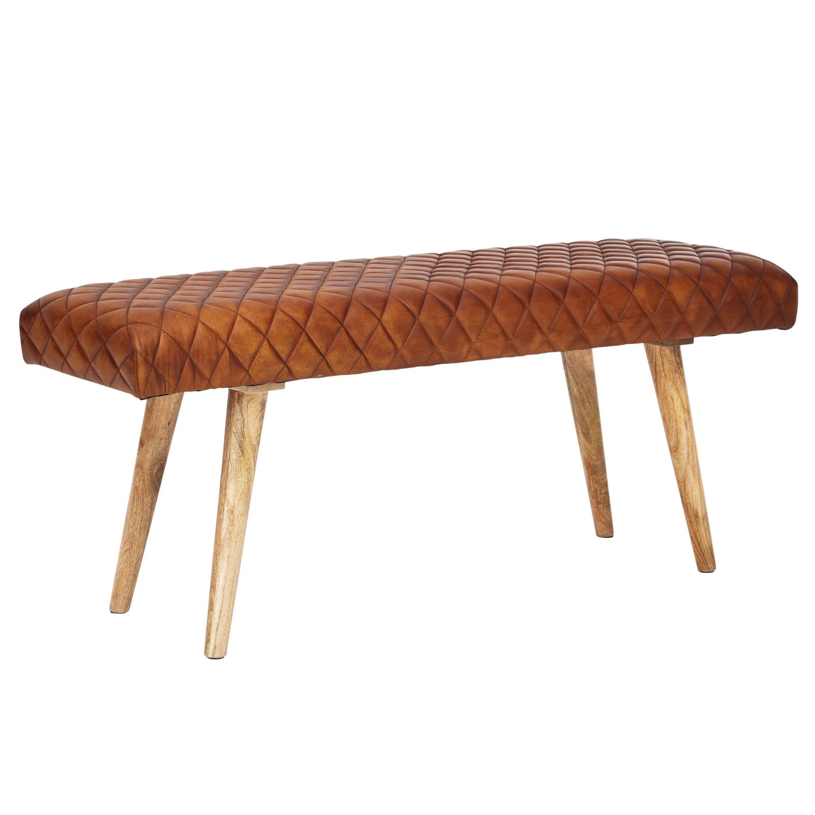 Sitzbank - braun - Echtleder - 115 cm