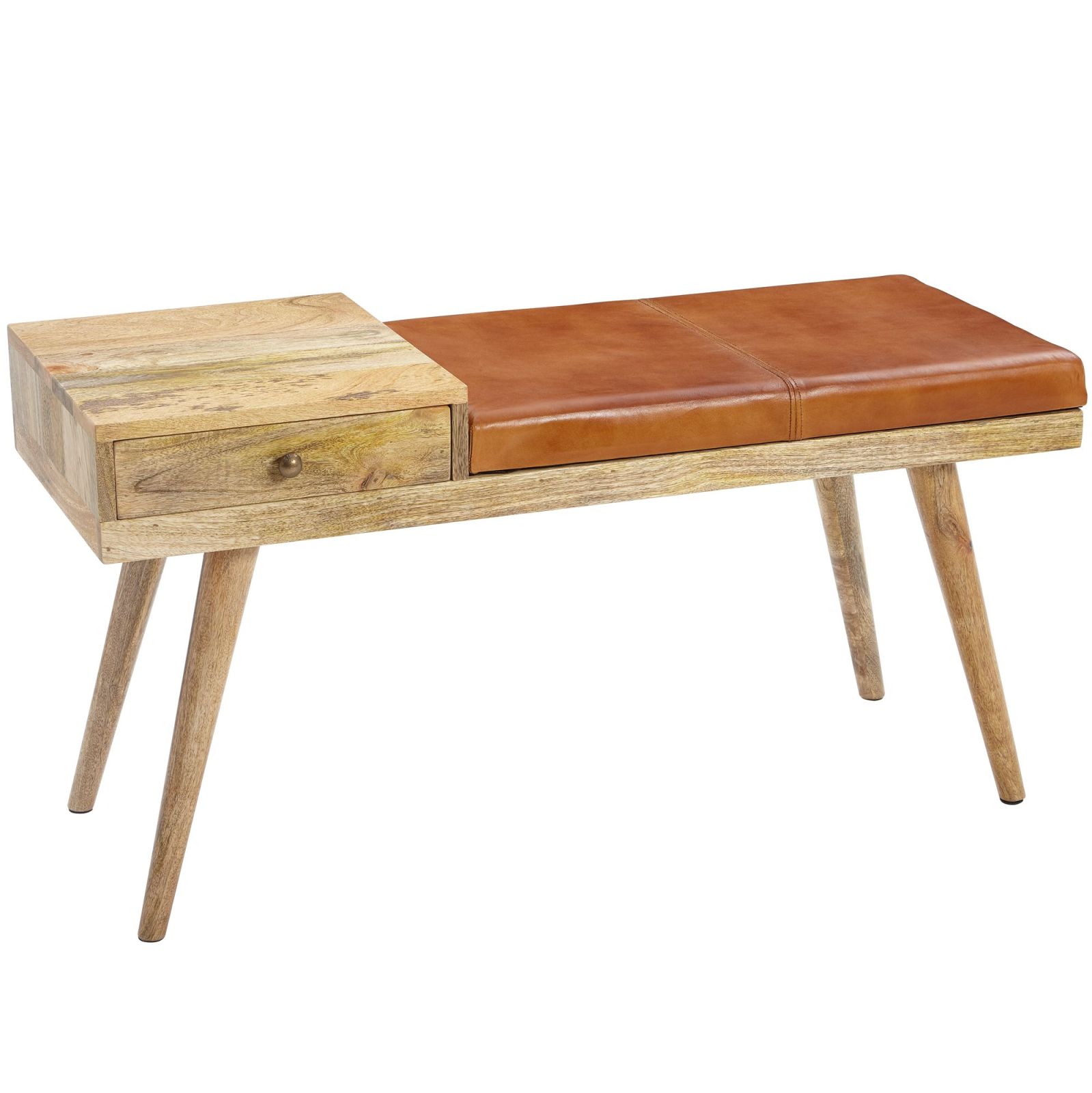 Sitzbank - braun-natur - Echtleder - 100 cm breit
