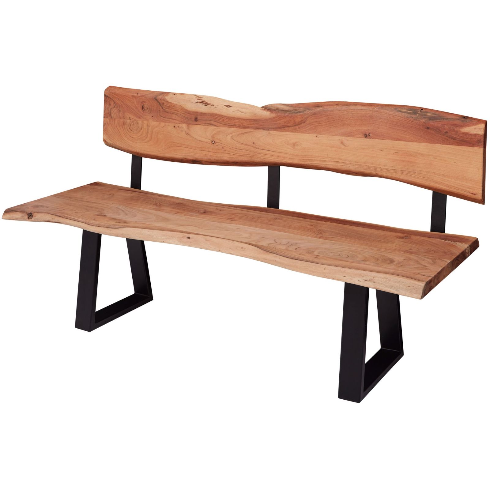 Sitzbank - braun-schwarz matt - Massivholz - 160 cm breit