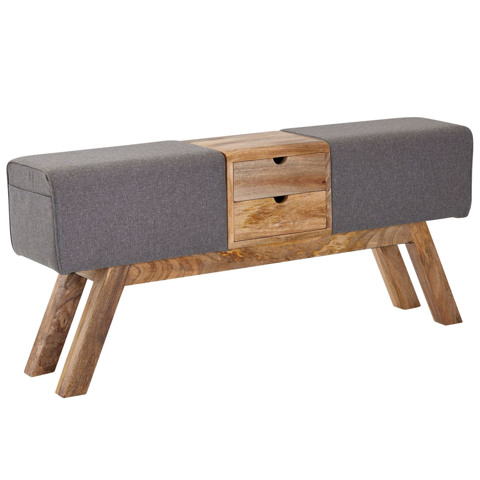 Sitzbank - grau - Mango massiv - Webstoff - 120 cm