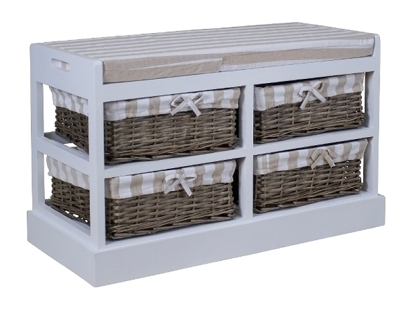Sitzbank JOANA - weiß-beige - mit 4 Körben
