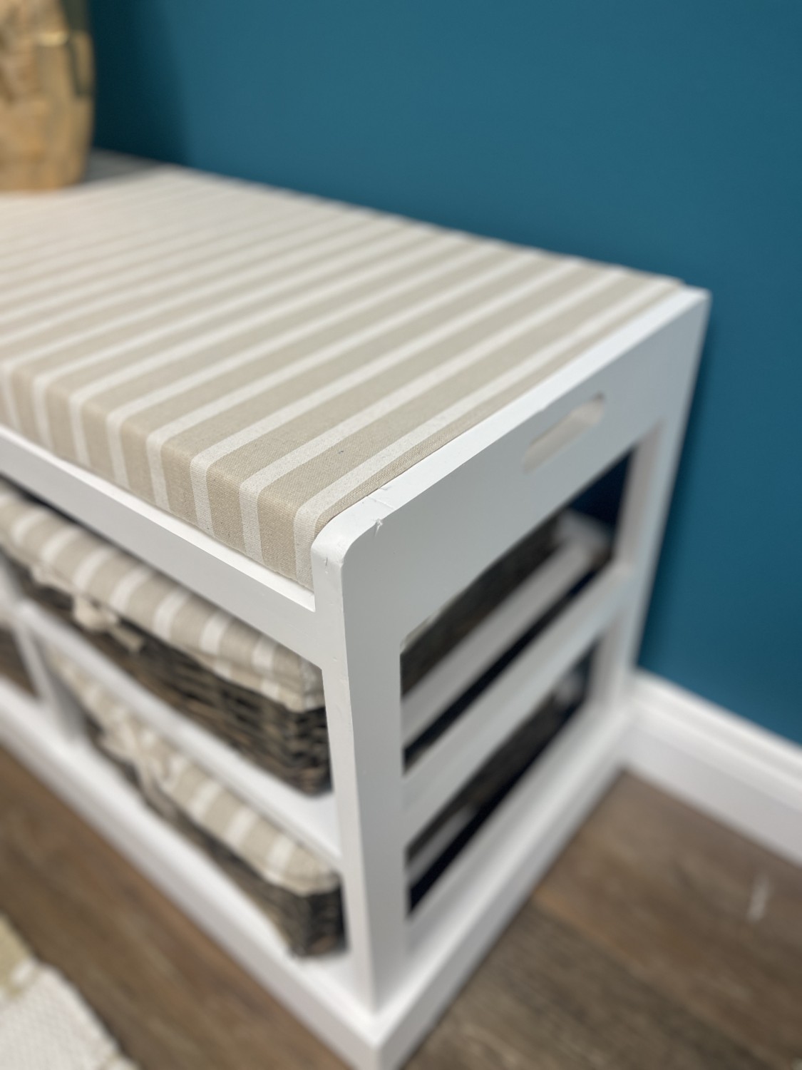 Sitzbank JOANA - weiß-beige - mit 4 Körben