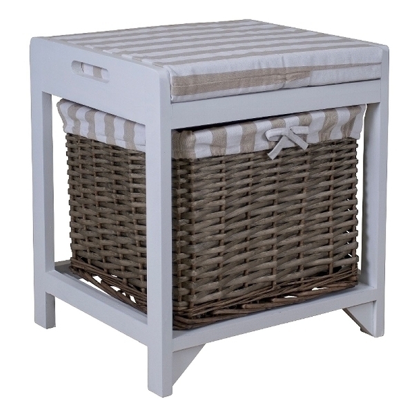 Sitzbank JOANA - weiß-beige - mit Korb