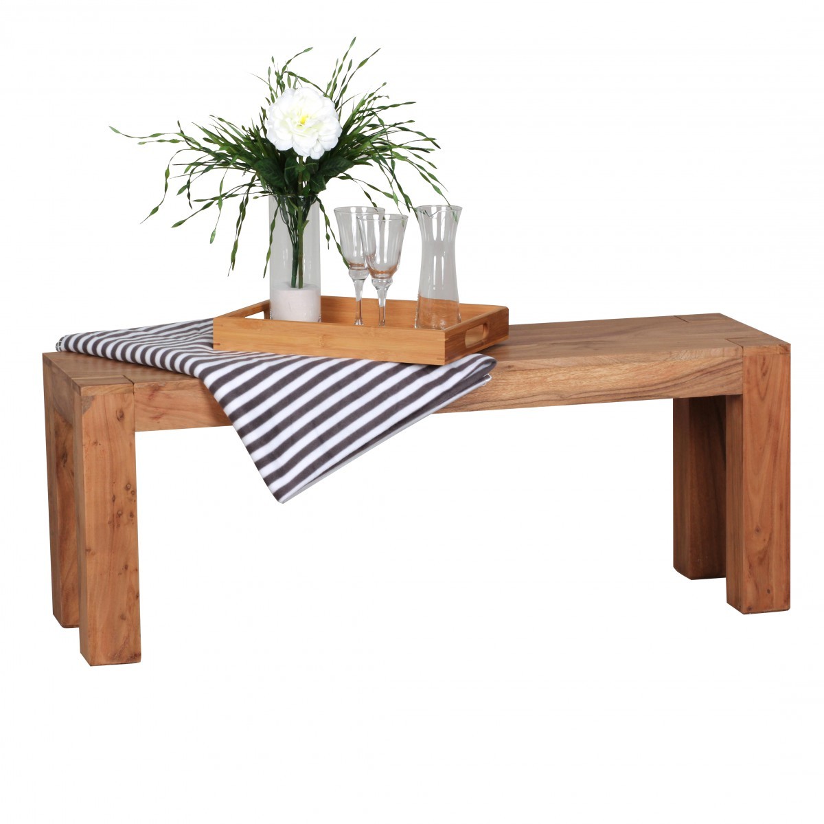 Sitzbank - klar lackiert - Akazie massiv - 120 cm breit