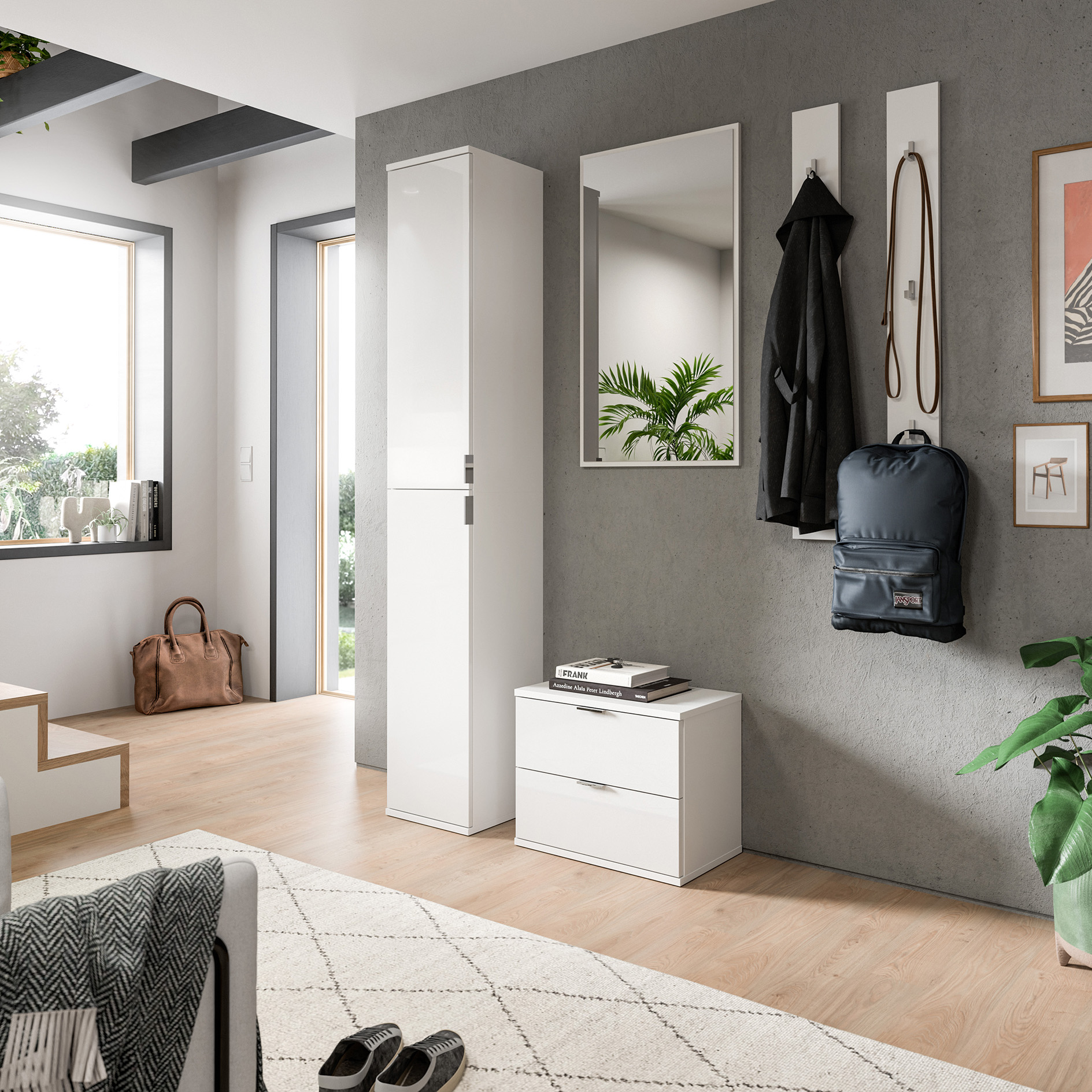 Sitzbank/Kommode PROJEKT X - weiß Hochglanz - weiß - 52 cm