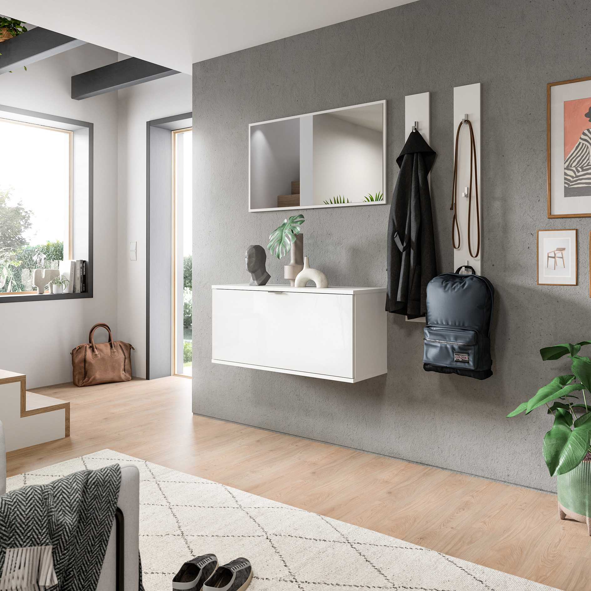 Sitzbank/Kommode PROJEKT X - weiß Hochglanz - weiß - 92 cm