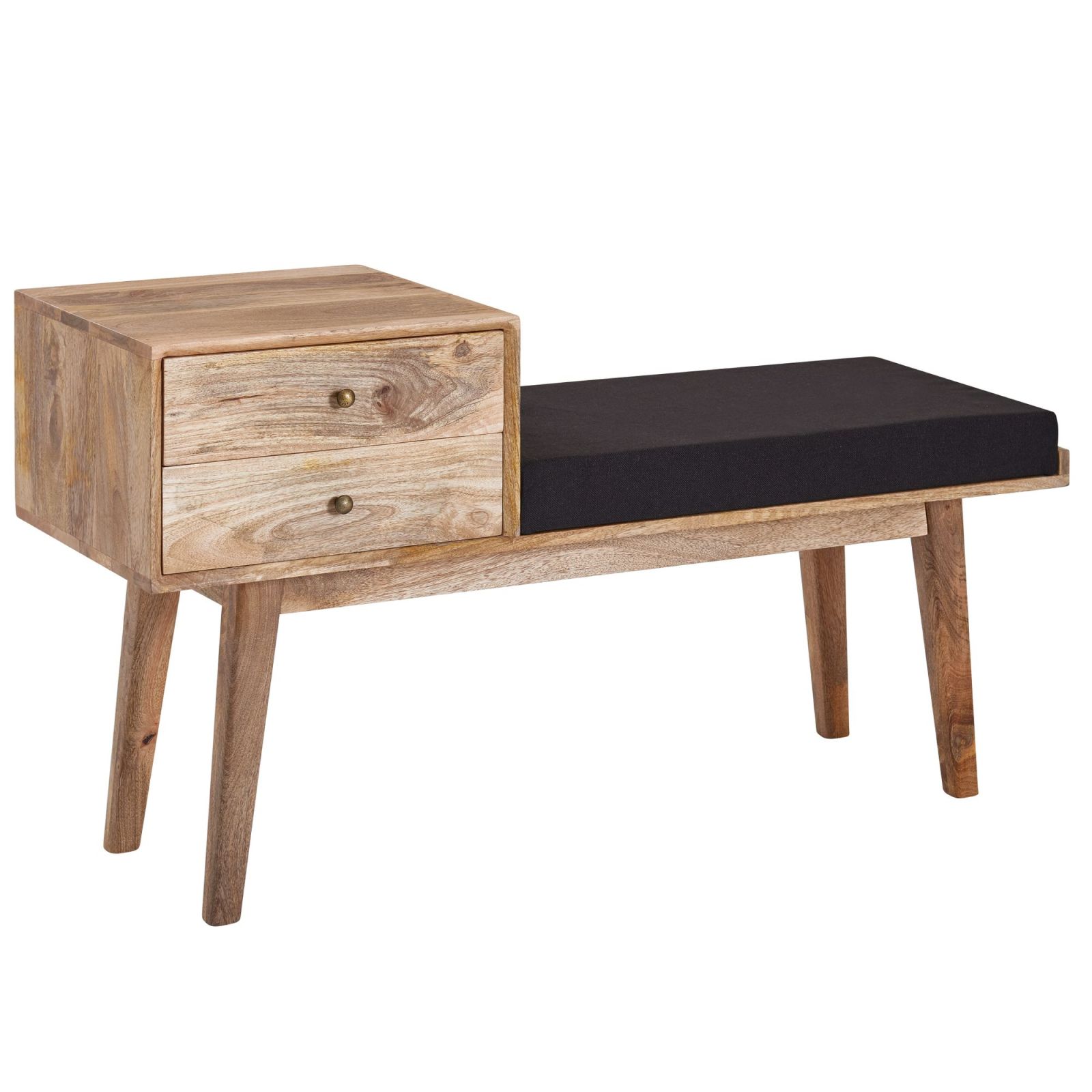 Sitzbank - schwarz - Mango Massivholz - 120 cm
