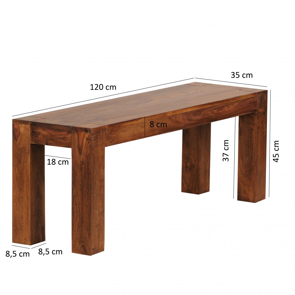 Sitzbank - Sheesham massiv - 120 cm breit
