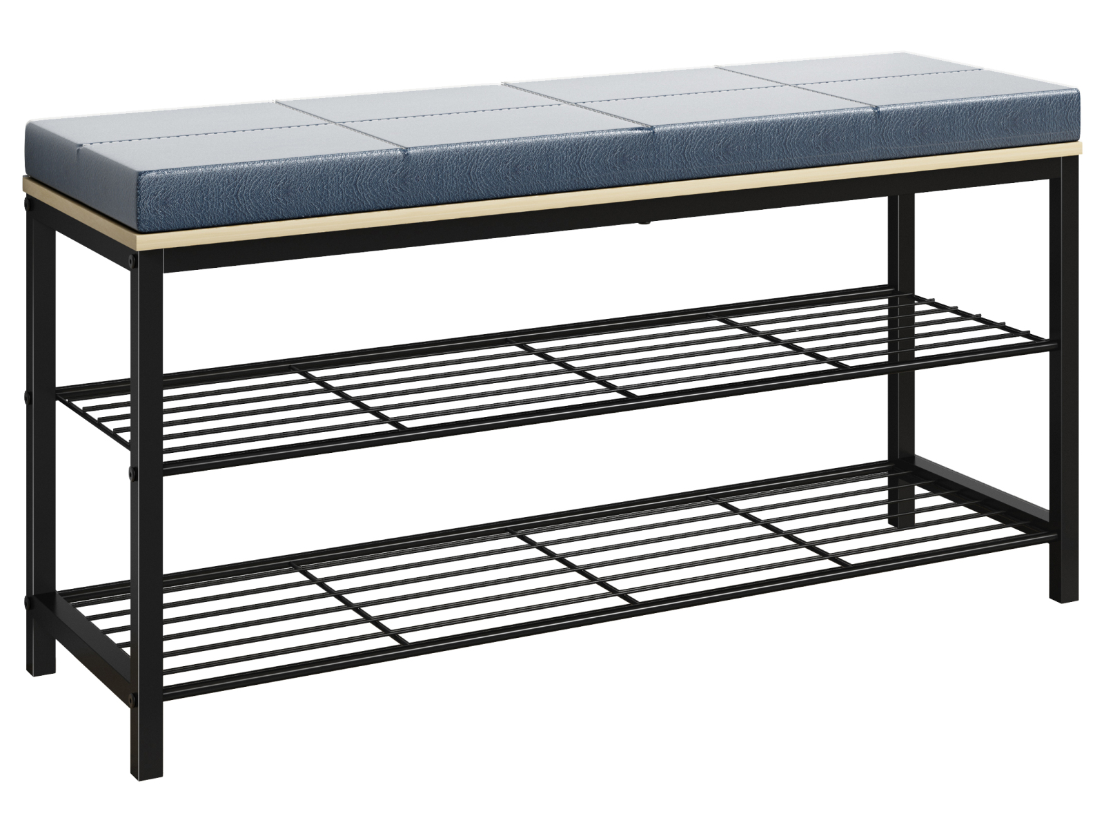 Sitzbank TALIRO - schwarz - Honig Eiche - 2 Schuhfächer - 90 cm breit