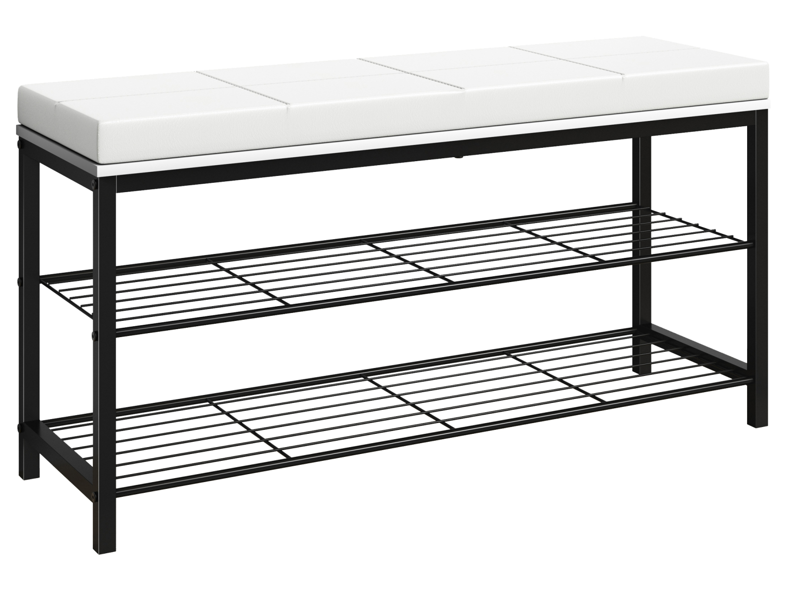 Sitzbank TALIRO - schwarz-weiß - 2 Schuhfächer - 90 cm breit