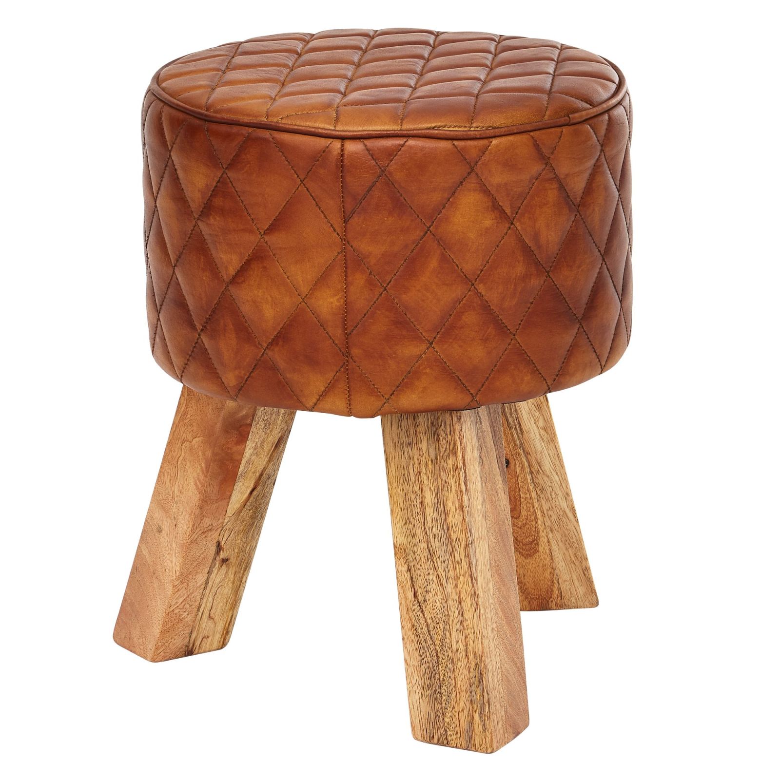 Sitzhocker - braun - Echtleder