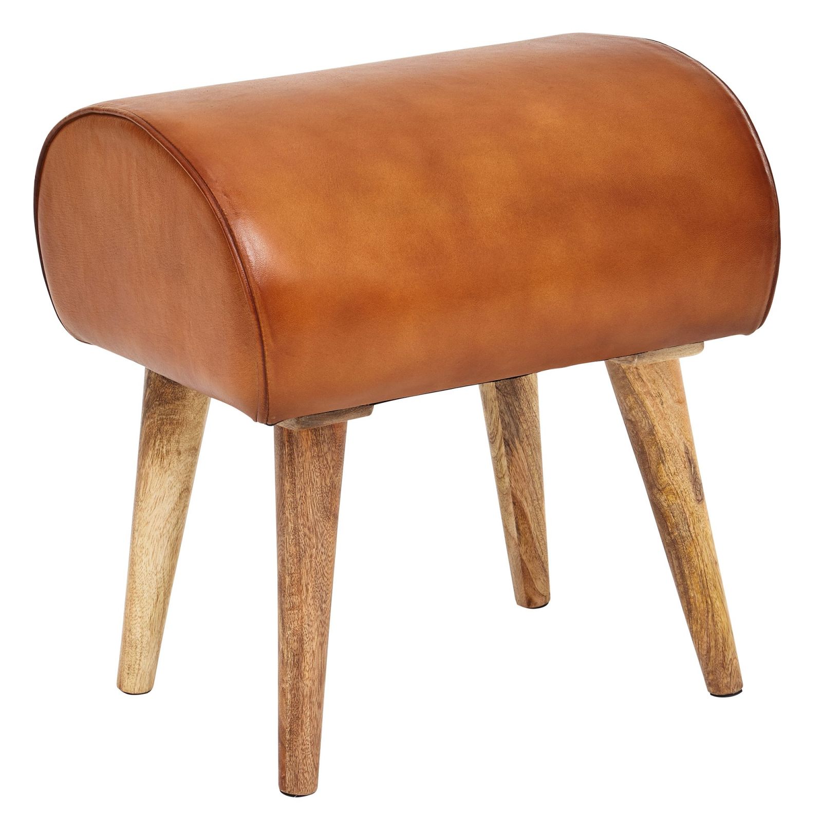 Sitzhocker - braun - Echtleder