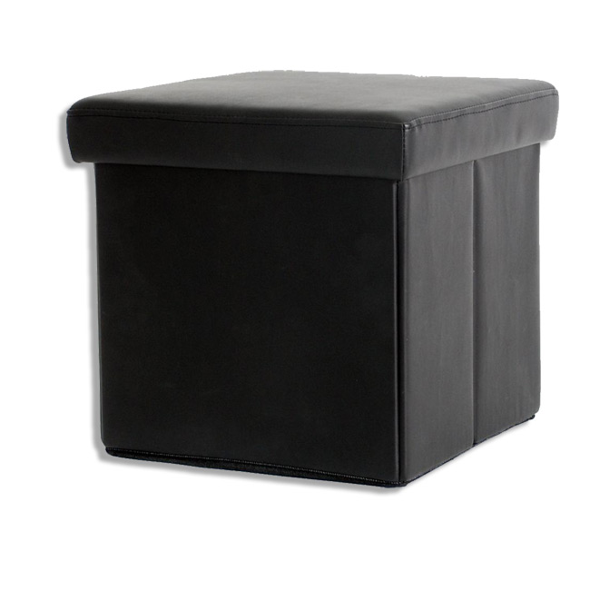 Sitzhocker - schwarz - Kunstleder - faltbar