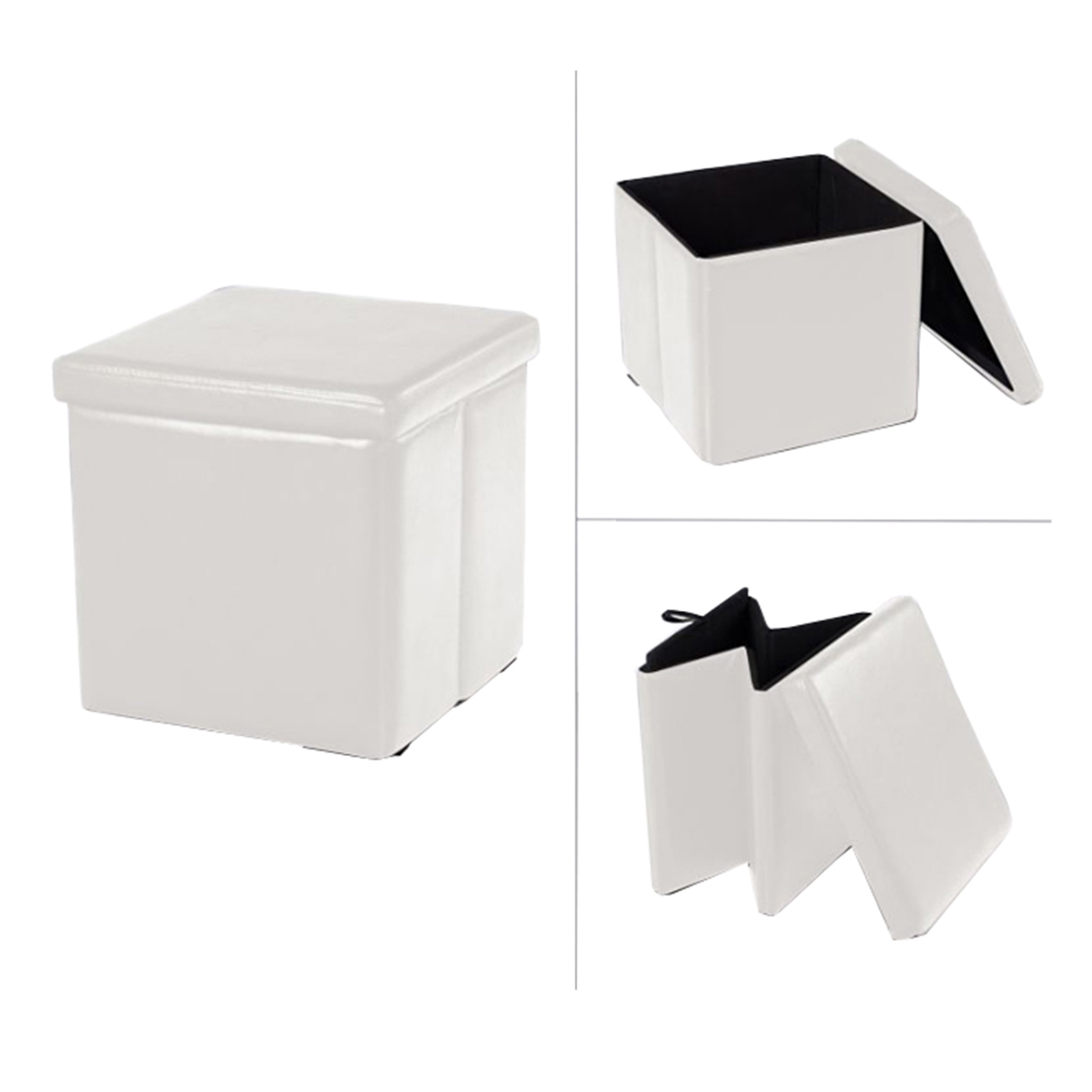 Sitzhocker - weiß - Kunstleder - faltbar