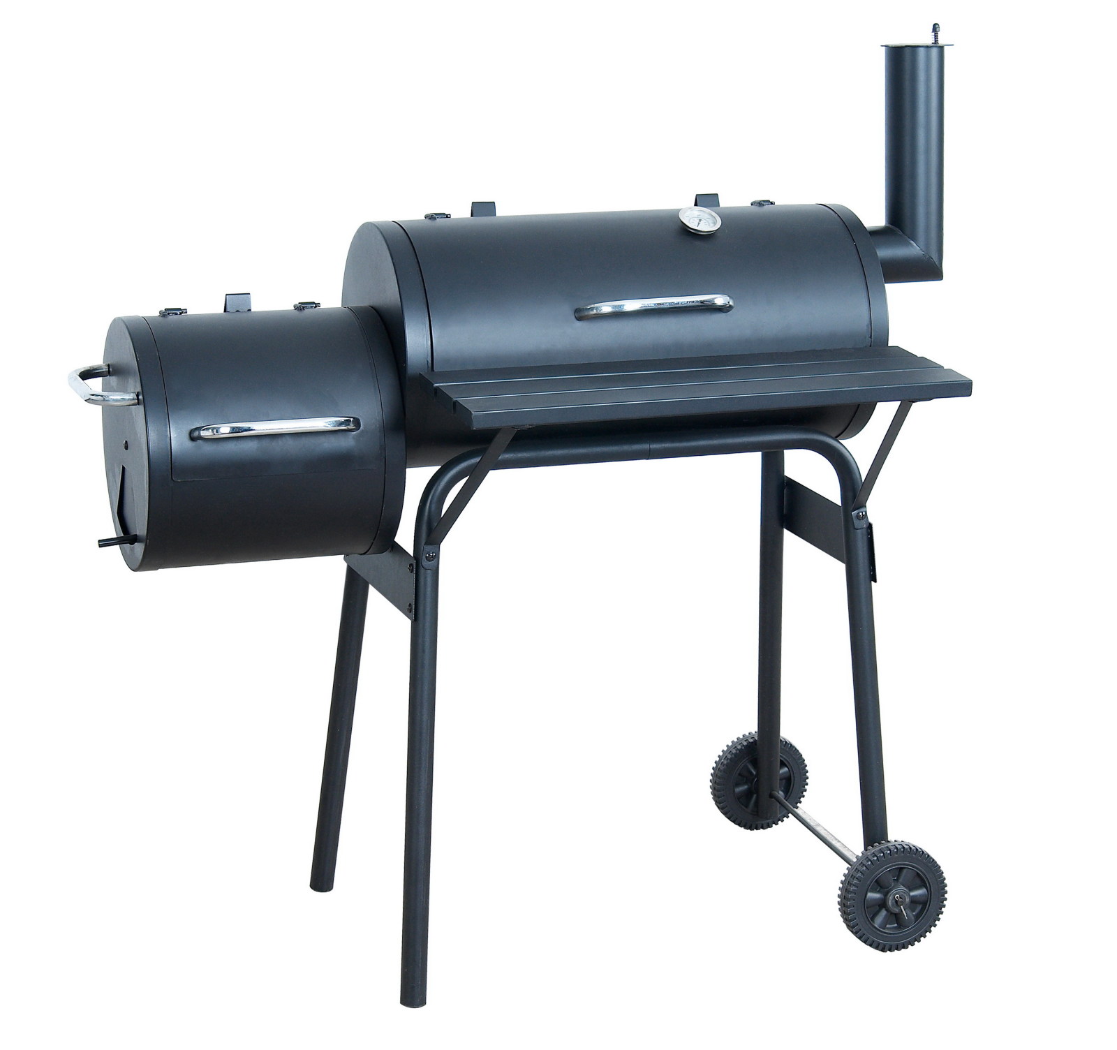 Smoker WICHITA - schwarz - mit Thermometer - 3 Grillroste