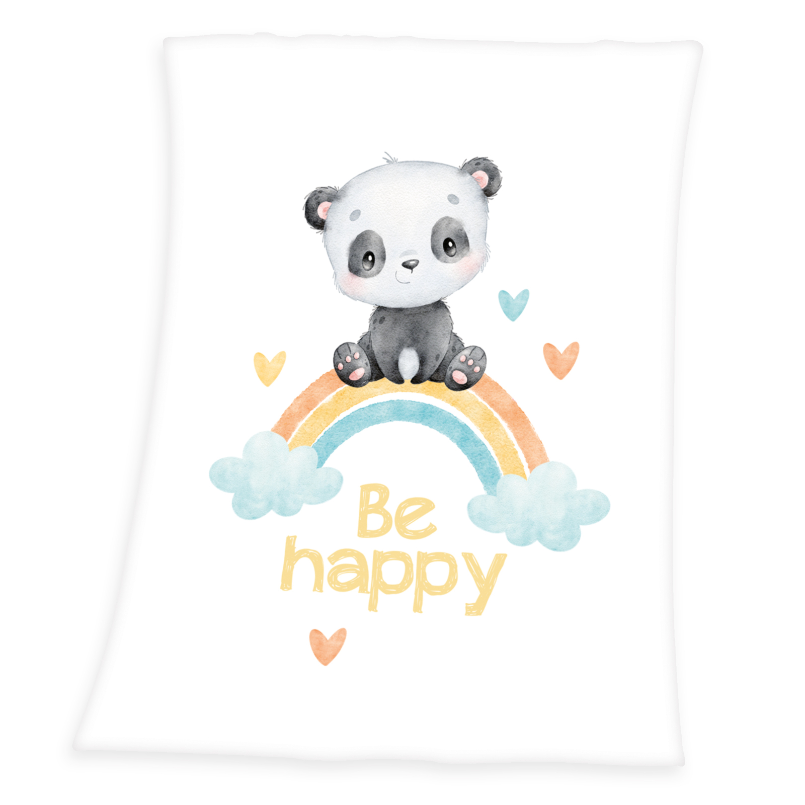 Soft-Peachdecke REGENBOGEN PANDA - weiß-bunt - 75x100 cm