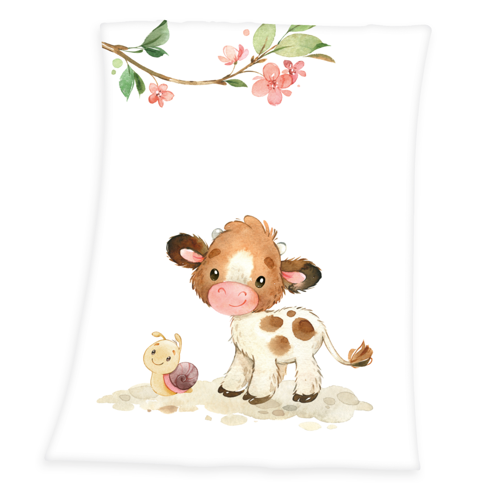 Soft-Peachdecke SÜßES KÄLBCHEN - weiß-bunt - 75x100 cm