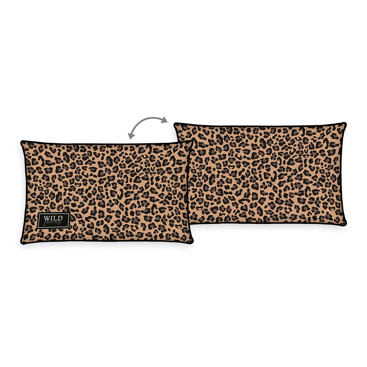 Soft Velboa Dekokissen WILD FLOWERS LEOPARD - beige-braun - 30x50 cm
