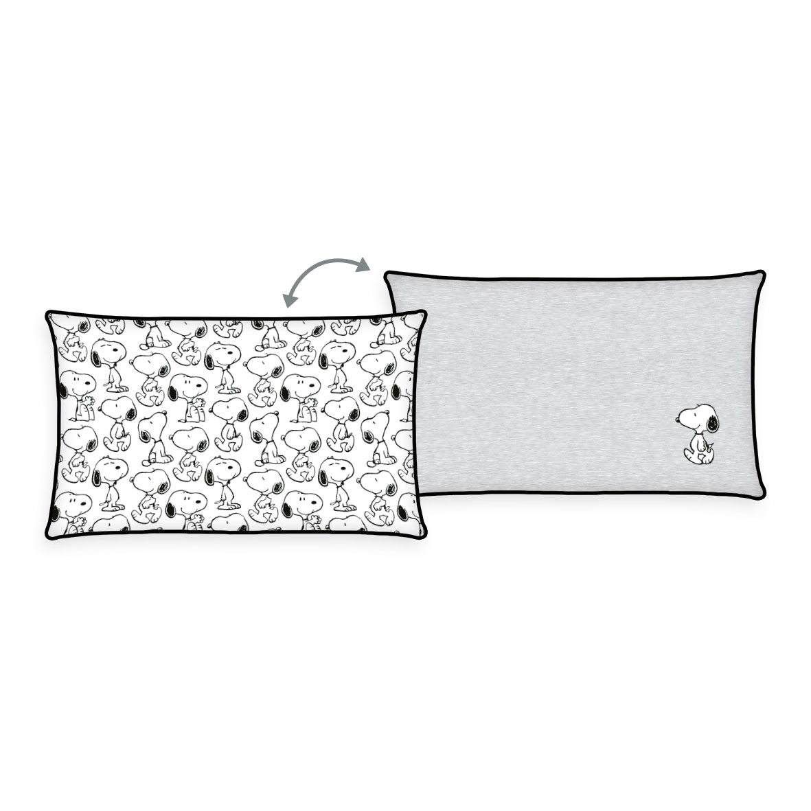 Soft Velboa Kissen PEANUTS - grau-schwarz-weiß - 30x50 cm