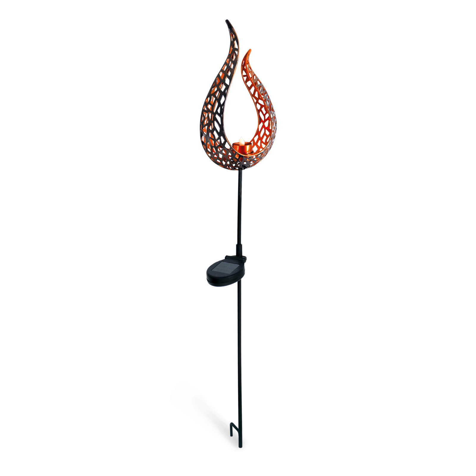 Solar-LED-Erdspieß Flamme - braun - 90 cm hoch