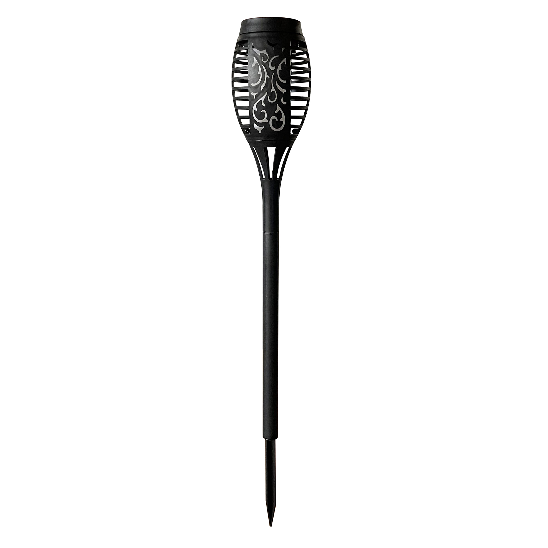 Solar-LED-Erdspieß - schwarz - Flammeneffekt - 49 cm