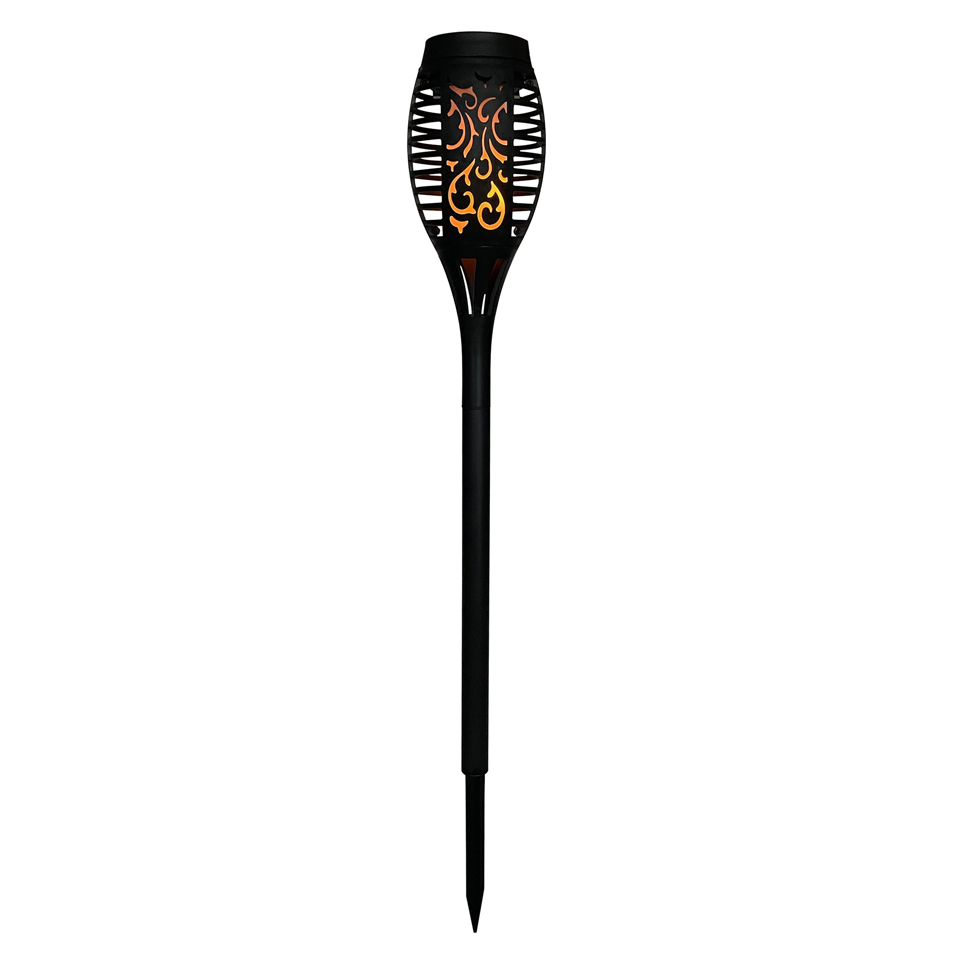 Solar-LED-Erdspieß - schwarz - Flammeneffekt - 49 cm