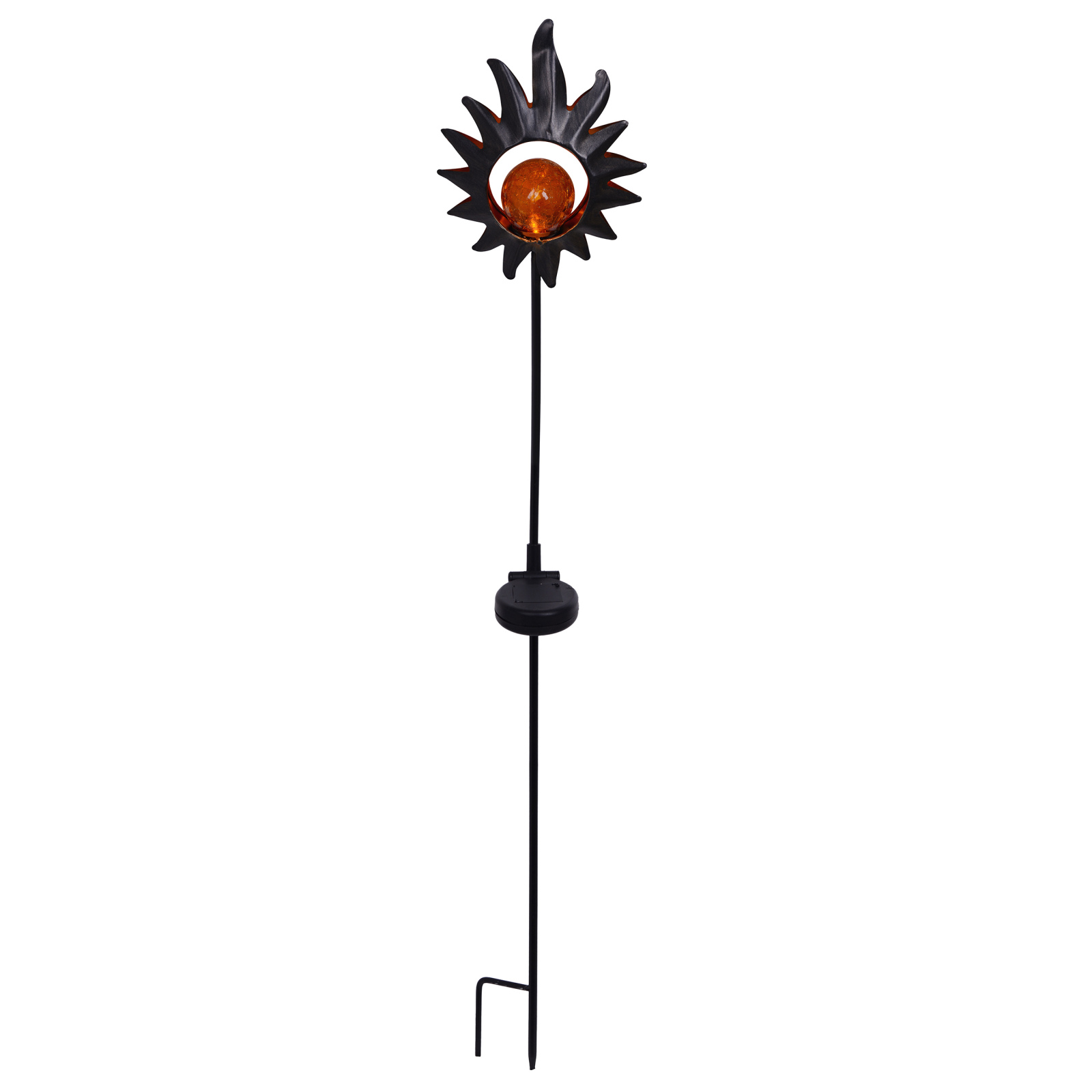 Solar-LED-Erdspieß SONNE - schwarz-kupfer - 93,5cm