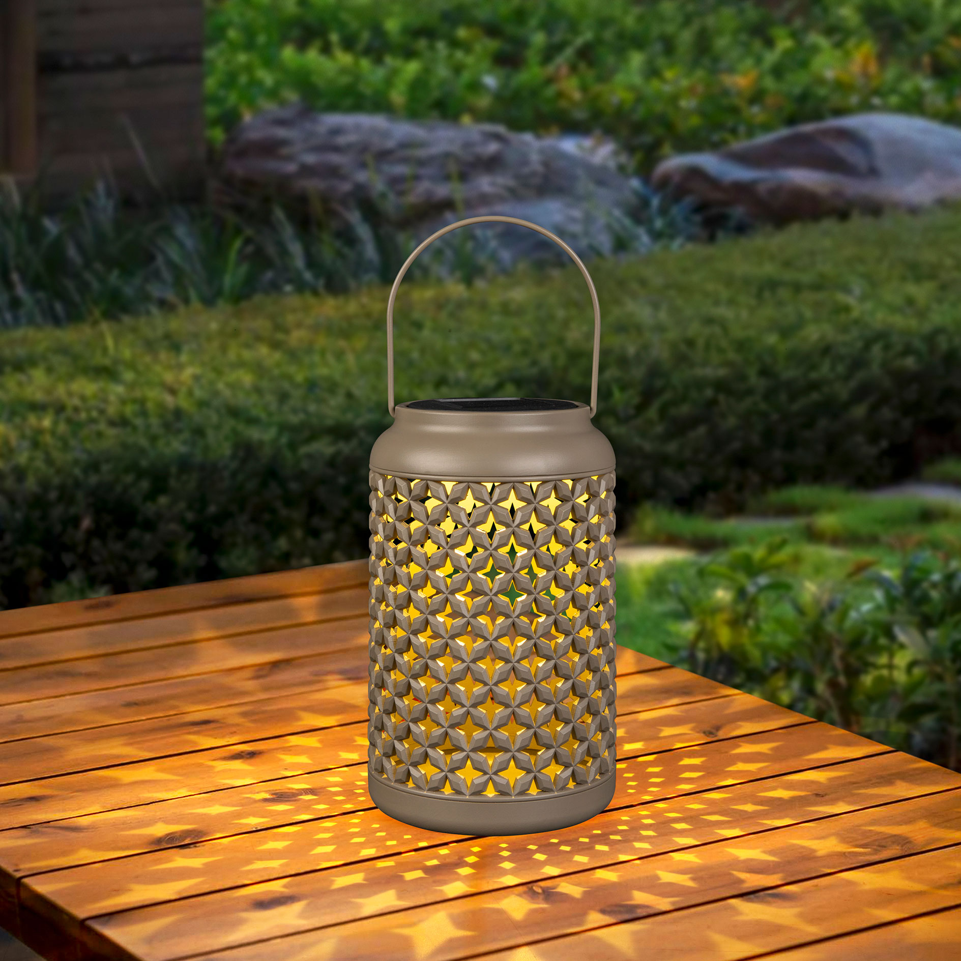 Solar-LED-Laterne - grau - 20 cm hoch