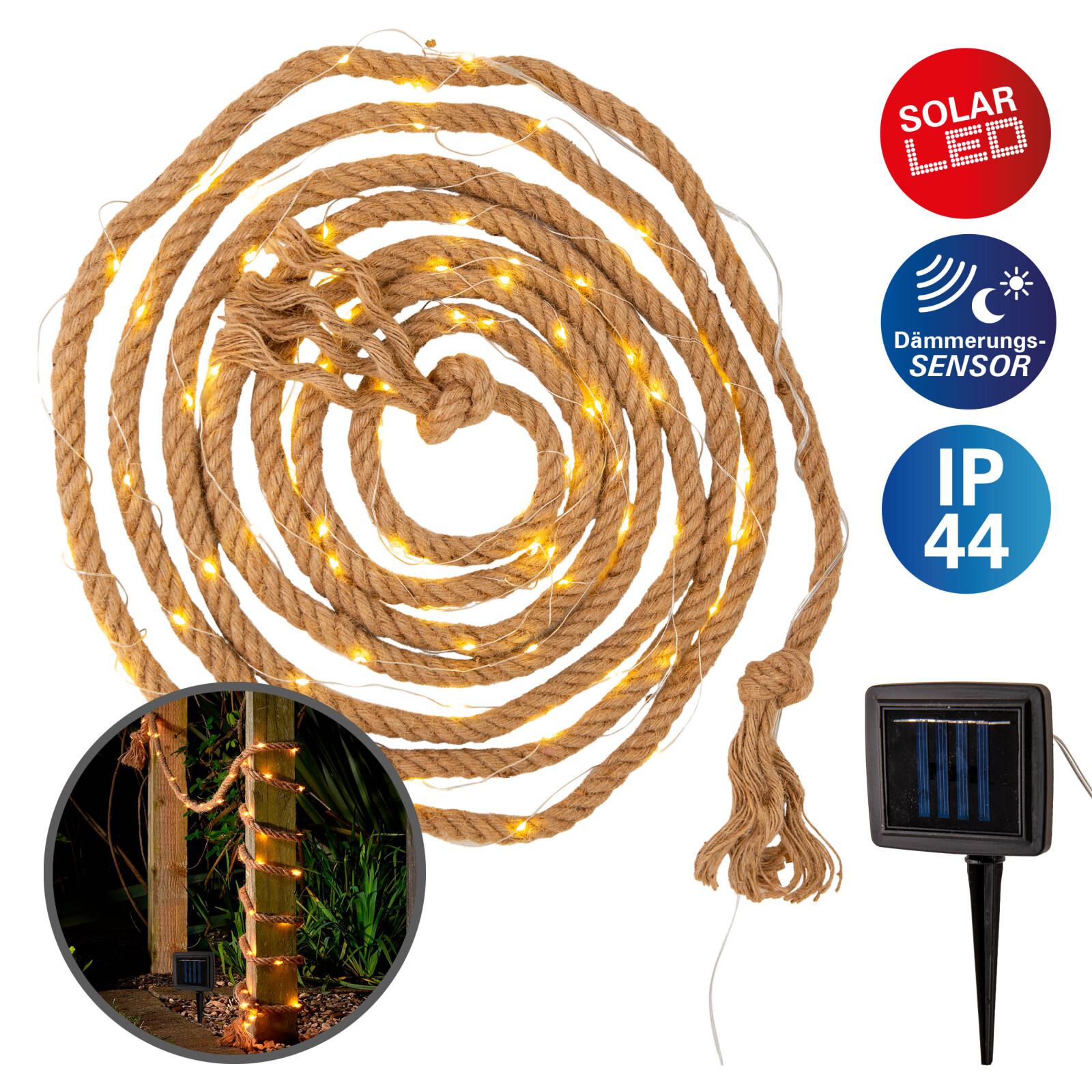 Solar-LED-Lichterkette CANAMO - naturfarben - 10 Meter