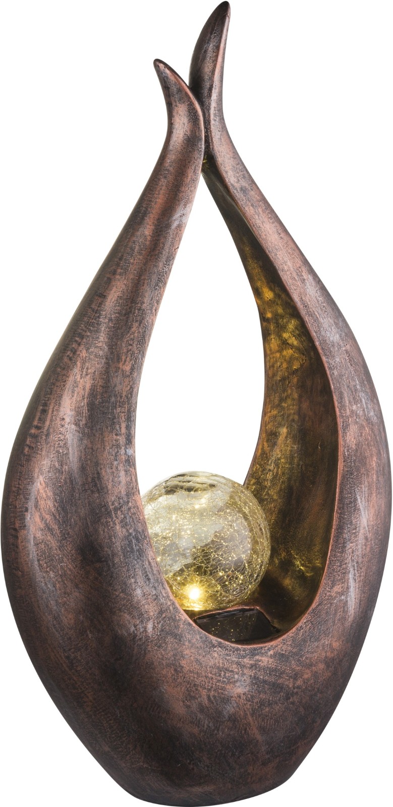 Solarleuchte - bronzefarben - Kunststoff - Glas crackle