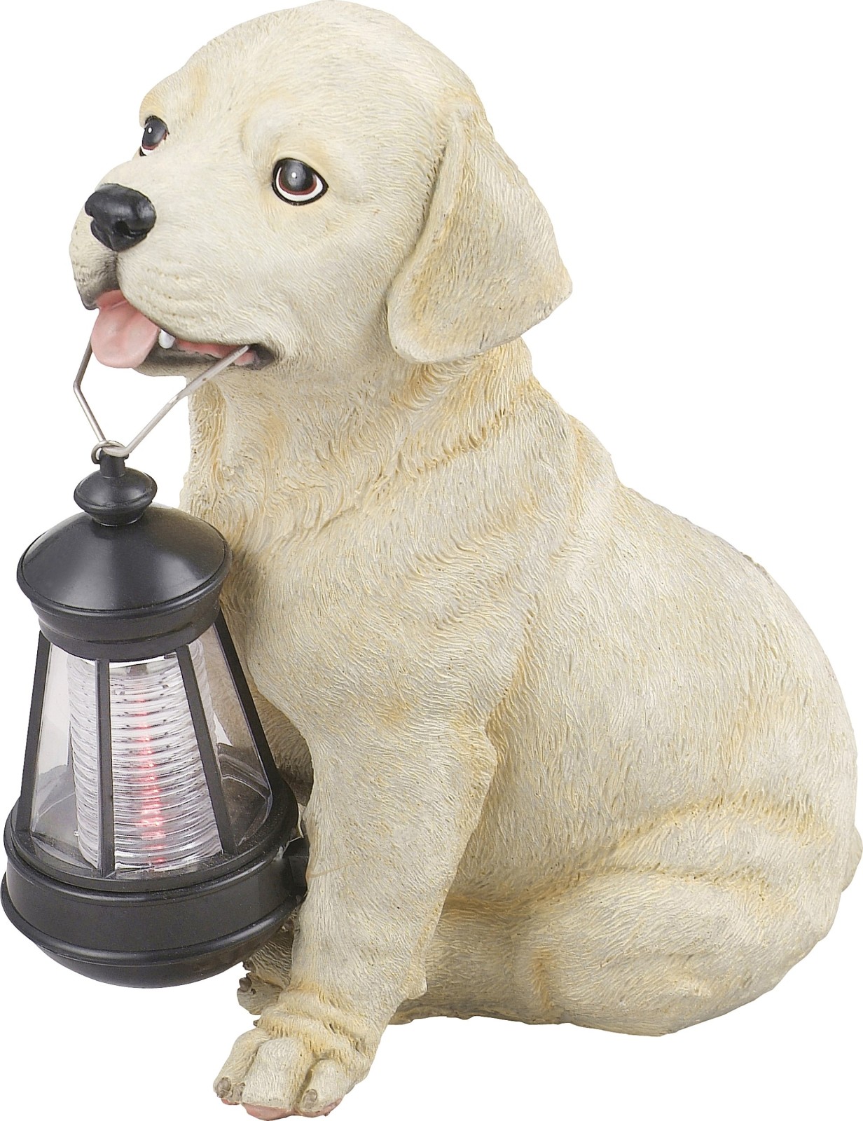 Solarleuchte Hund - beige-weiß - Kunststoff
