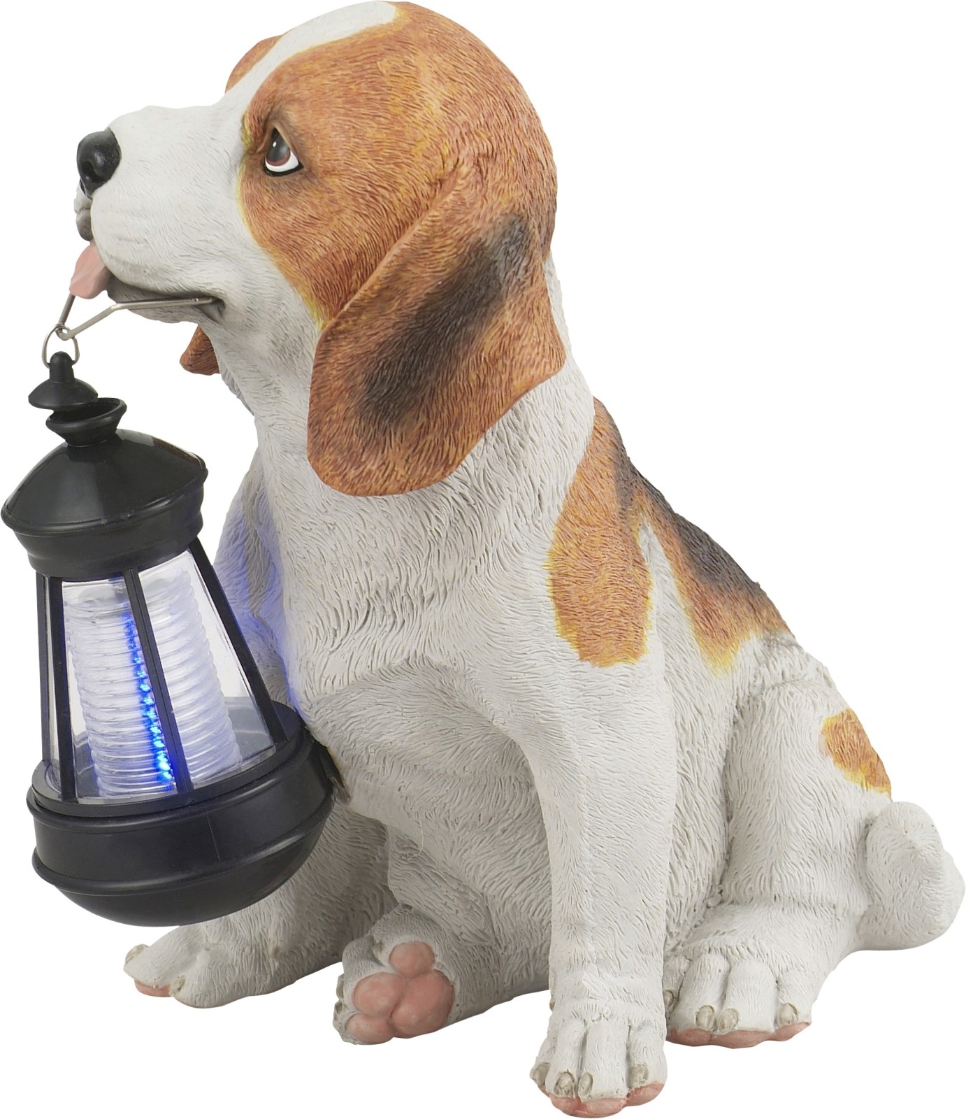 Solarleuchte Hund - braun-weiß - Kunststoff