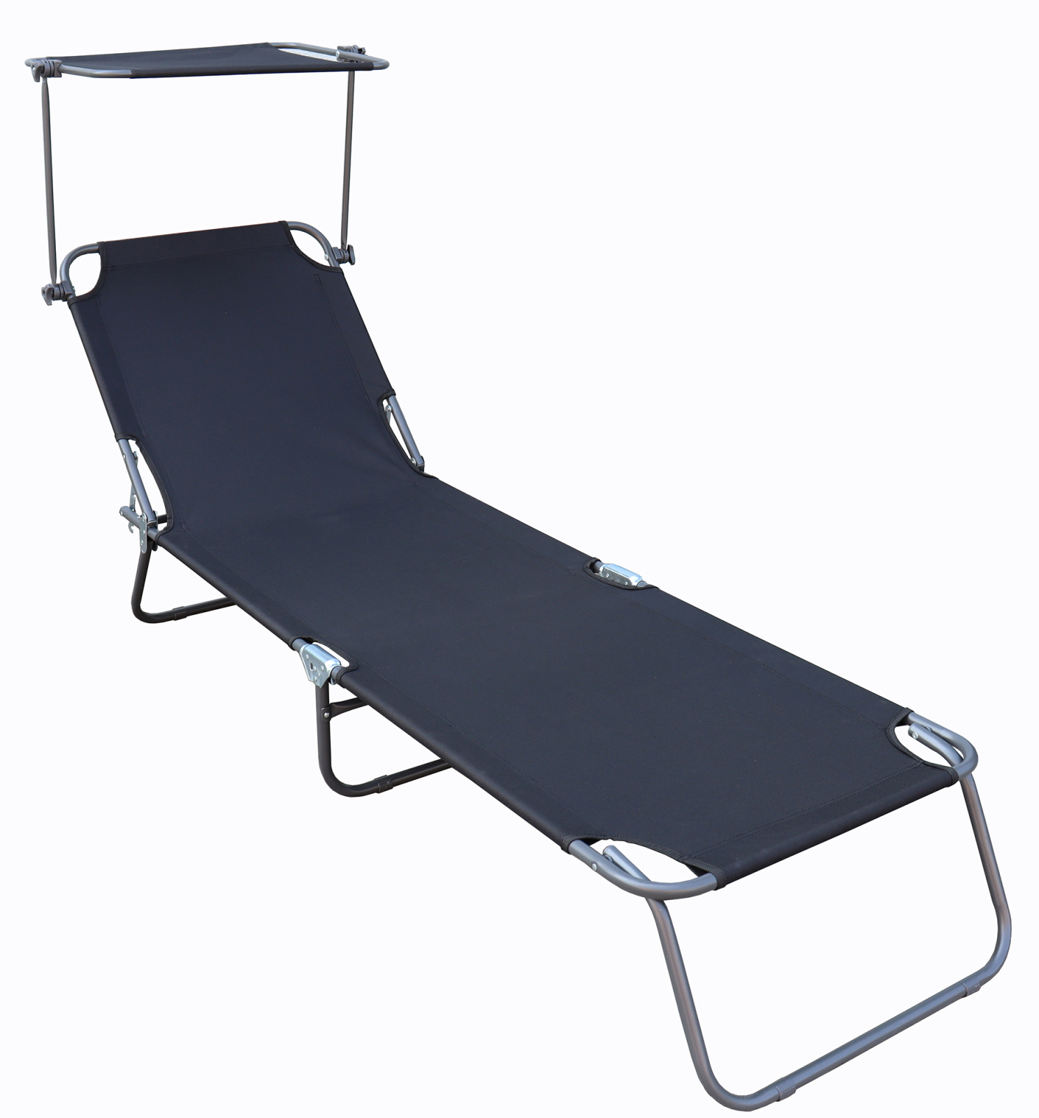 Sonnenliege - anthrazit - klappbar - mit Sonnendach - 185 cm