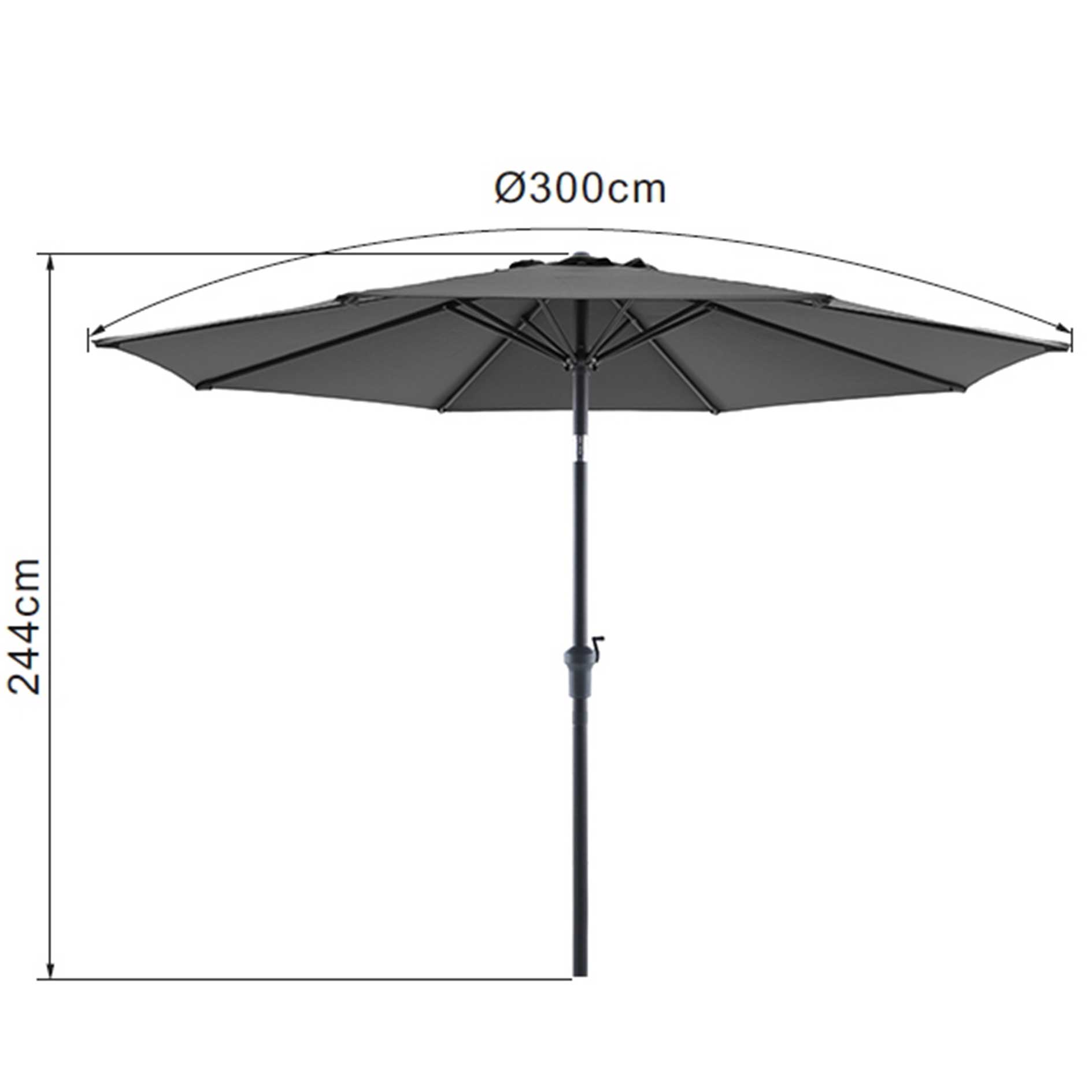 Sonnenschirm - anthrazit - Ø 300 cm
