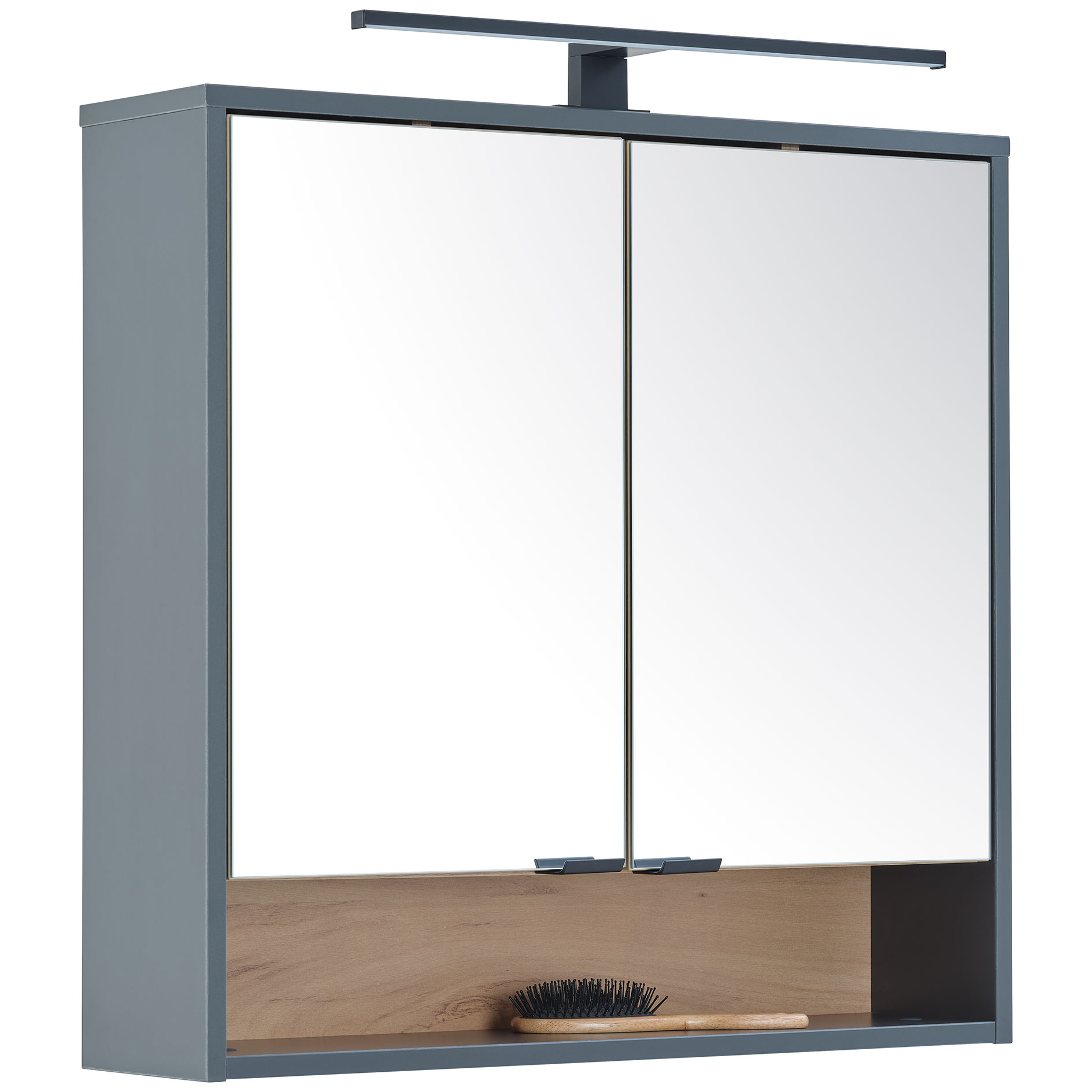 Spiegelschrank - anthrazit - Artisan Eiche - LED-Beleuchtung