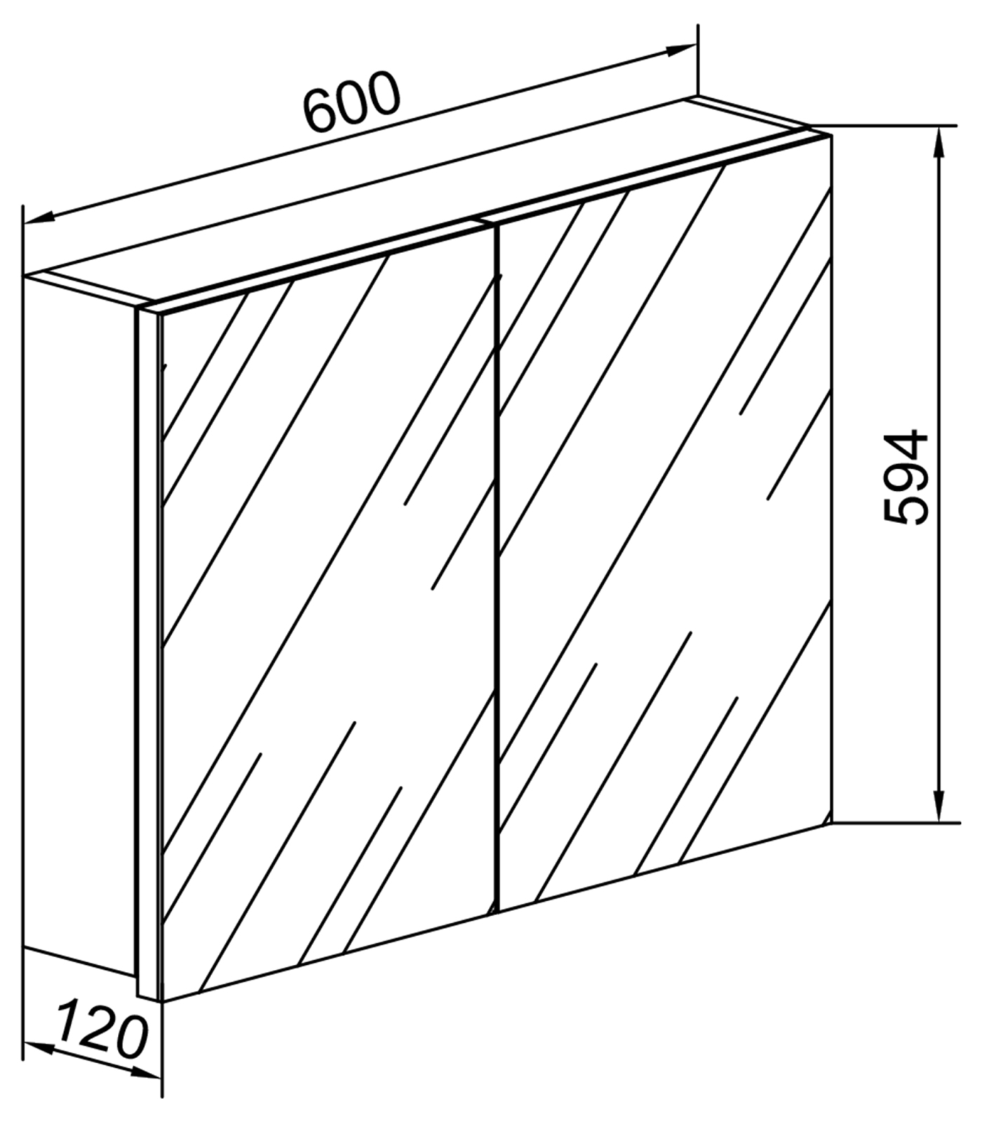 Spiegelschrank BADINOS - weiß - 60 cm