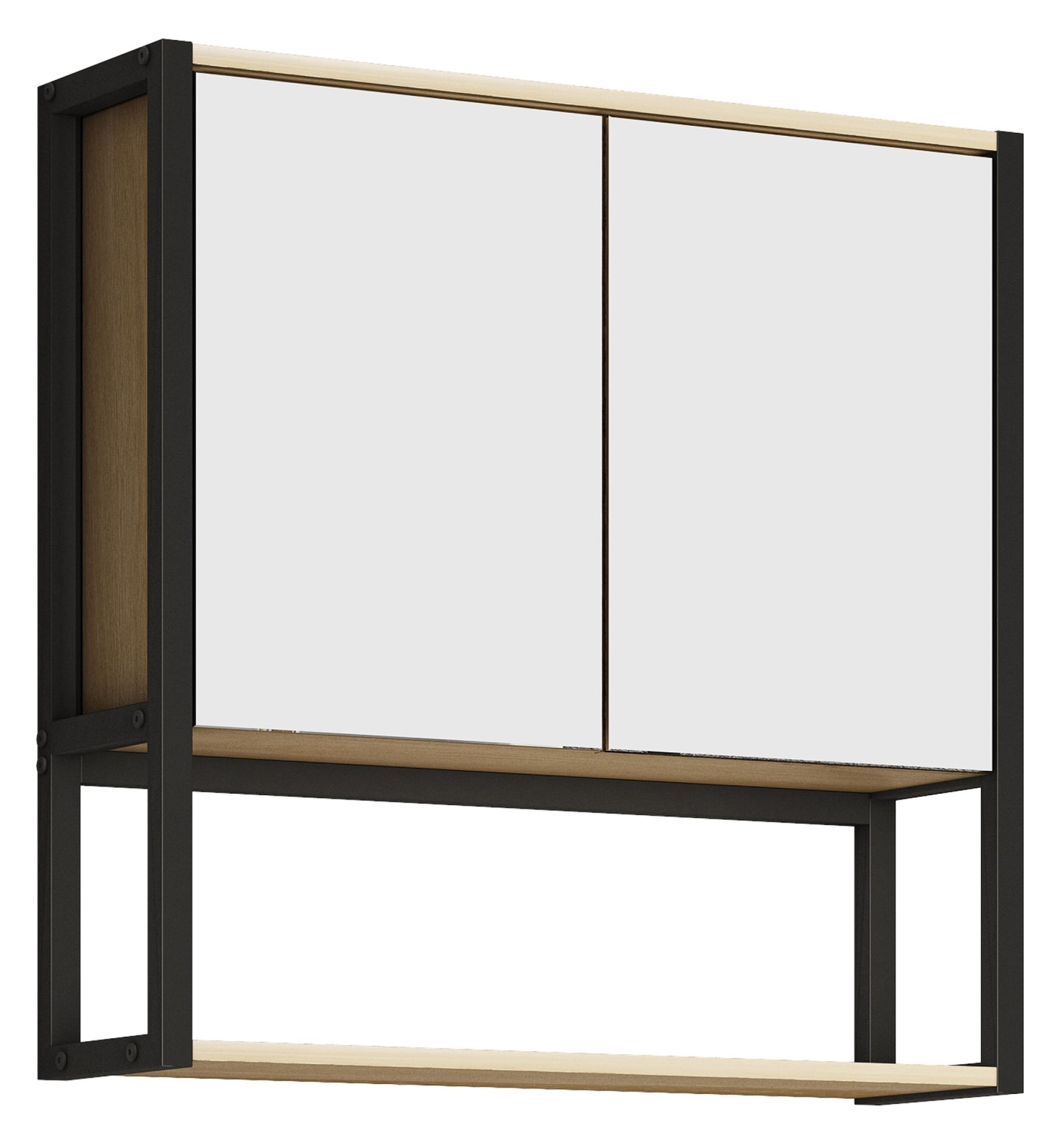 Spiegelschrank EDINO - Honig Eiche - schwarz - 60 cm