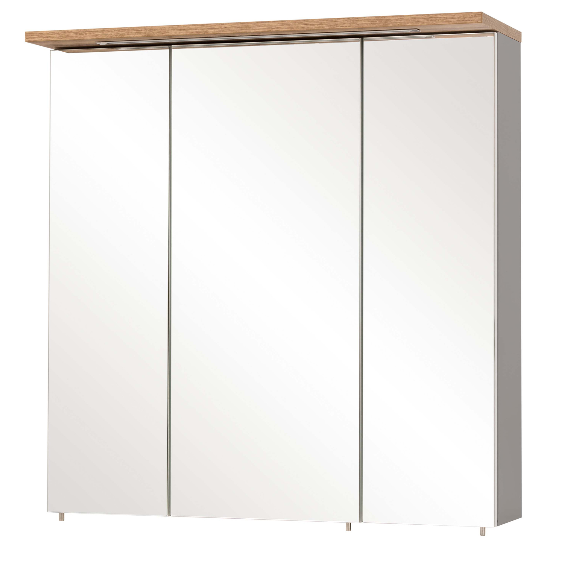 Spiegelschrank - grau - Eiche - mit LED-Beleuchtung