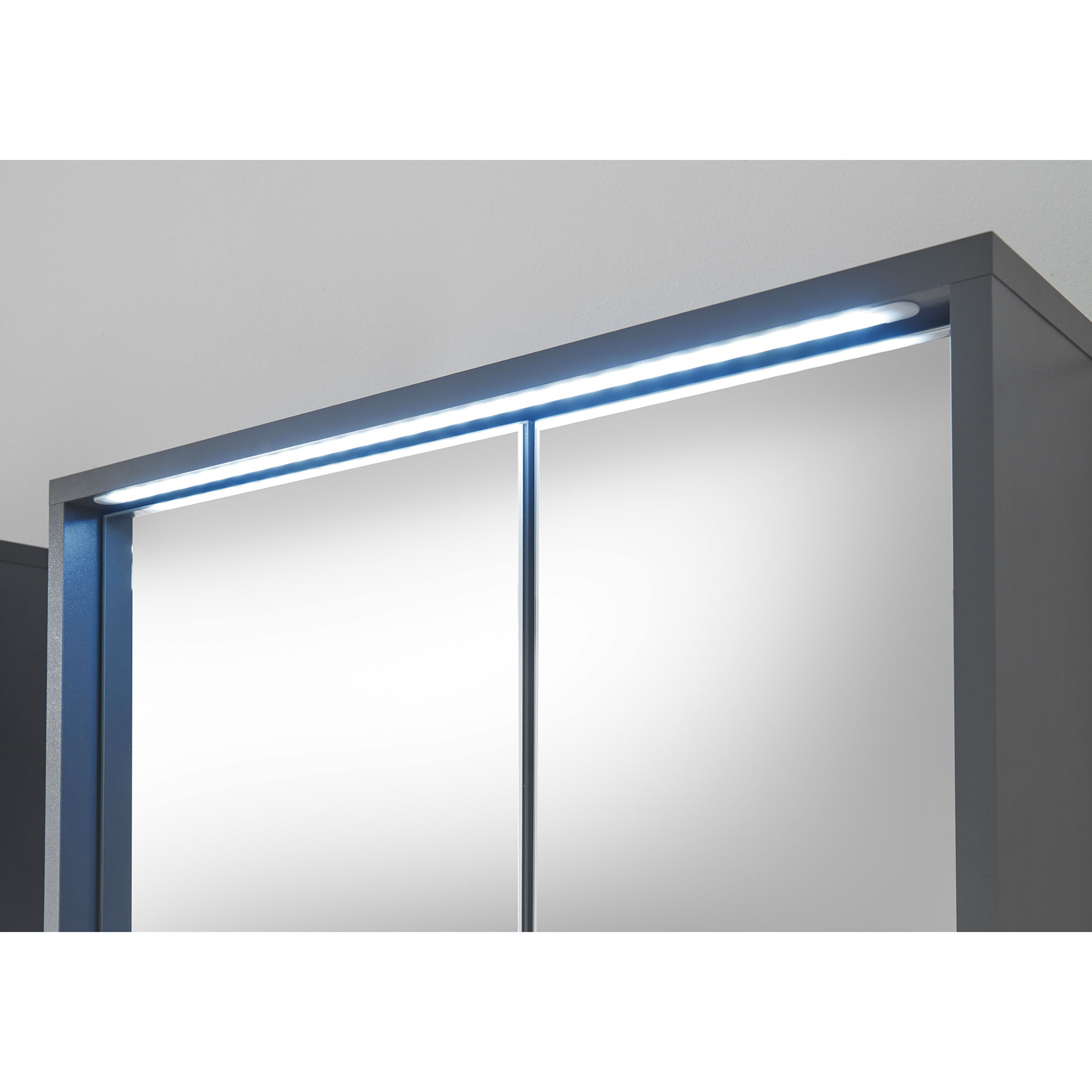 Spiegelschrank - grau matt - LED-Beleuchtung