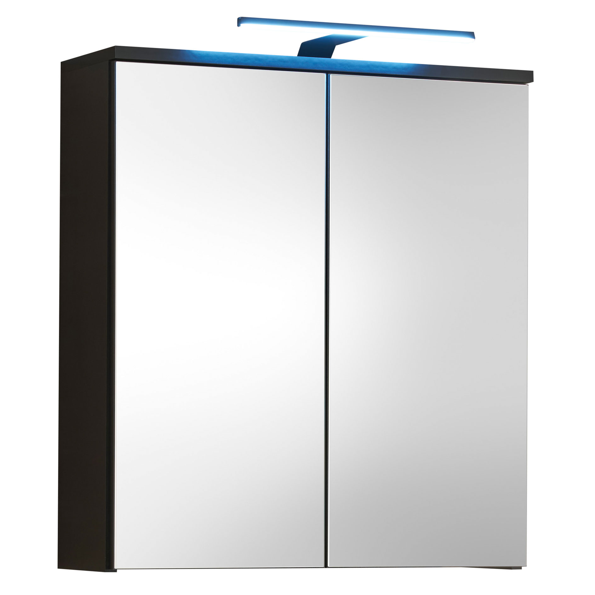 Spiegelschrank - schwarz matt - LED-Beleuchtung - 60 cm