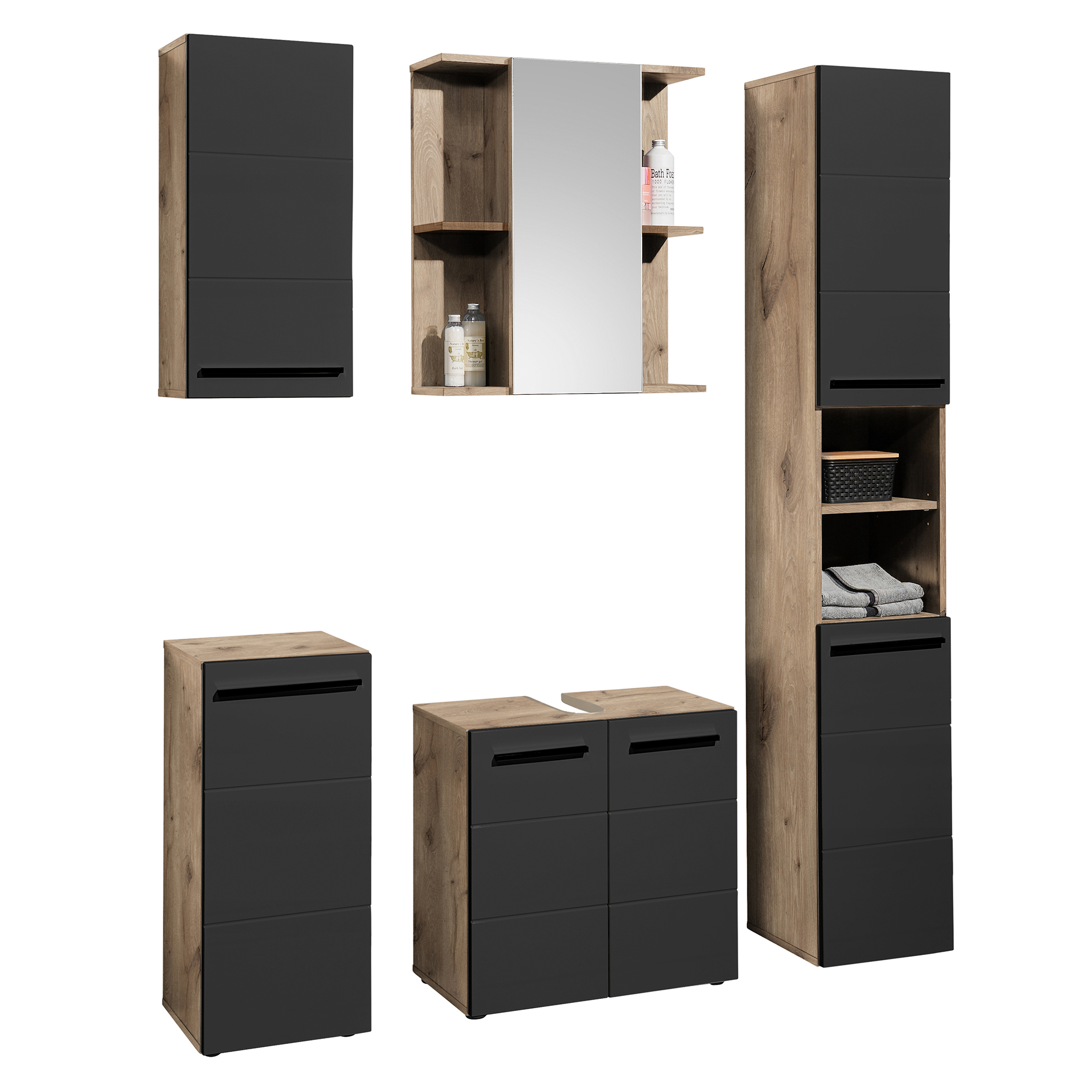 Spiegelschrank - Viking Oak - schwarz - 60 cm