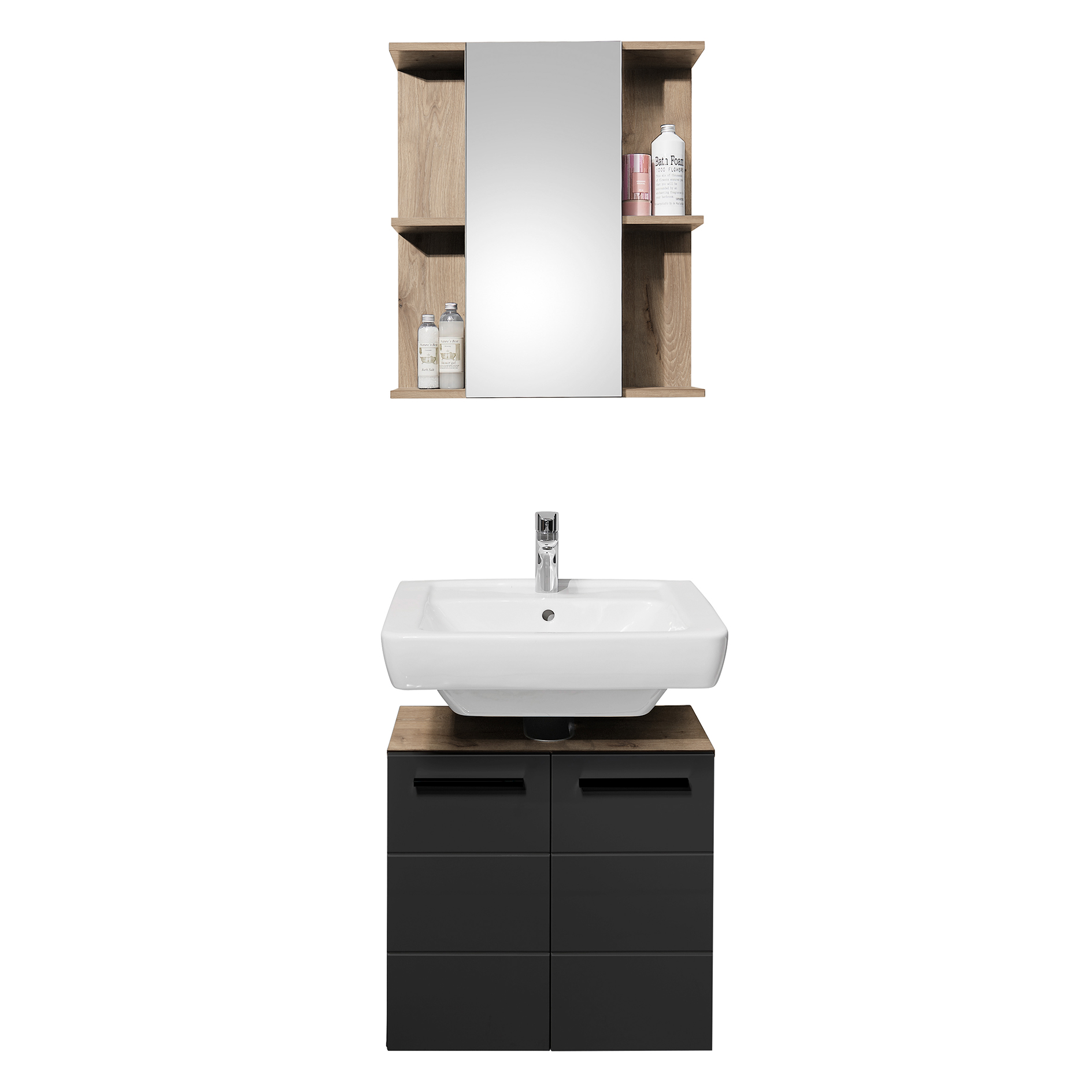 Spiegelschrank - Viking Oak - schwarz - 60 cm