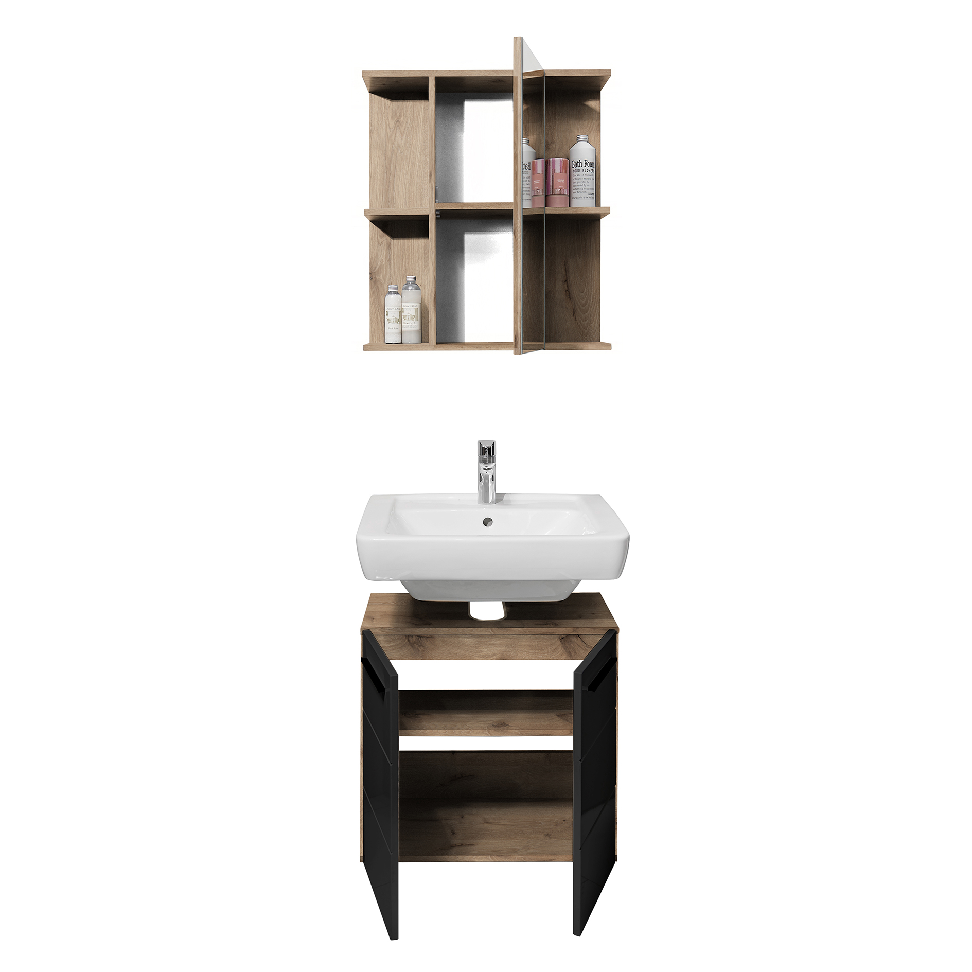 Spiegelschrank - Viking Oak - schwarz - 60 cm