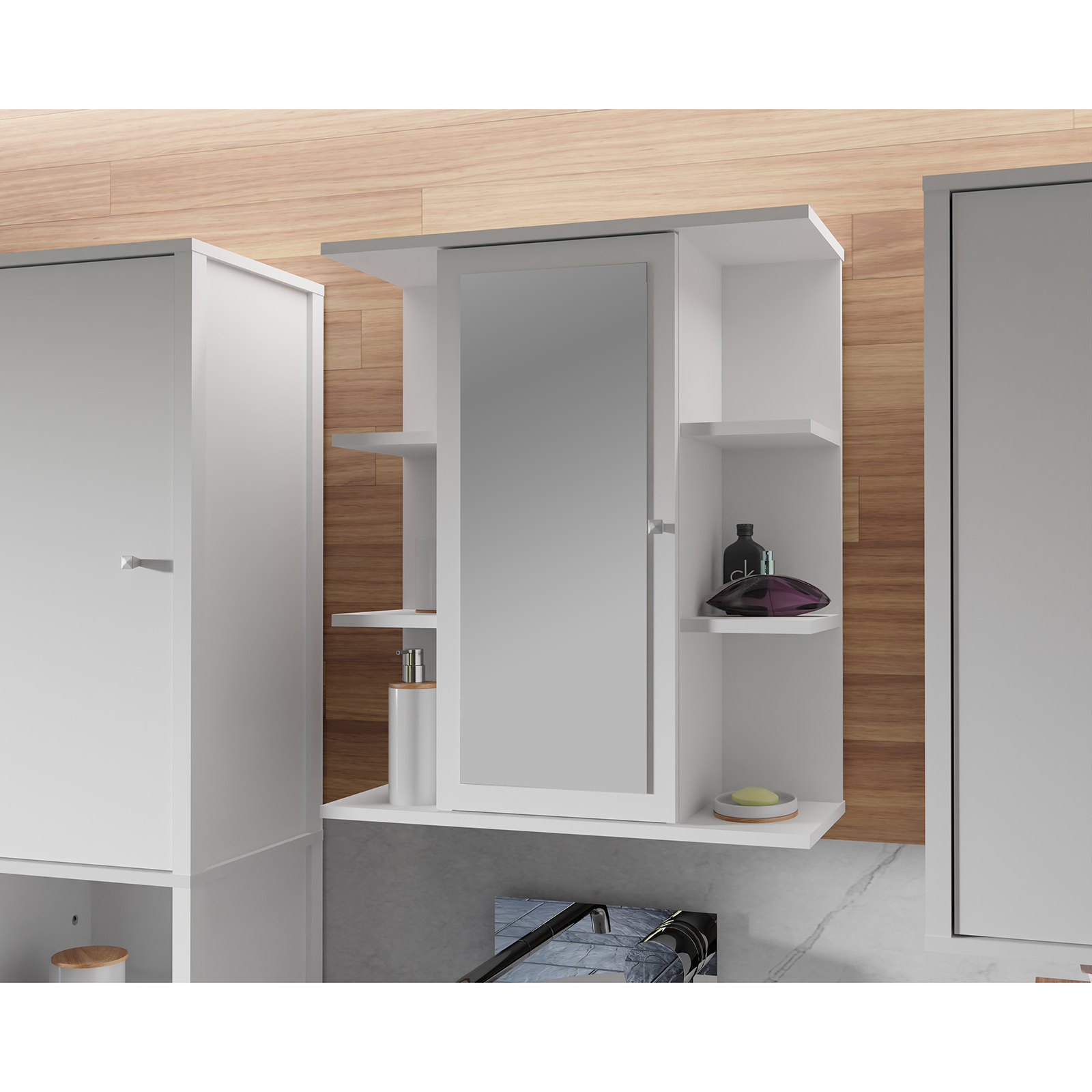 Spiegelschrank - weiß - 60 cm
