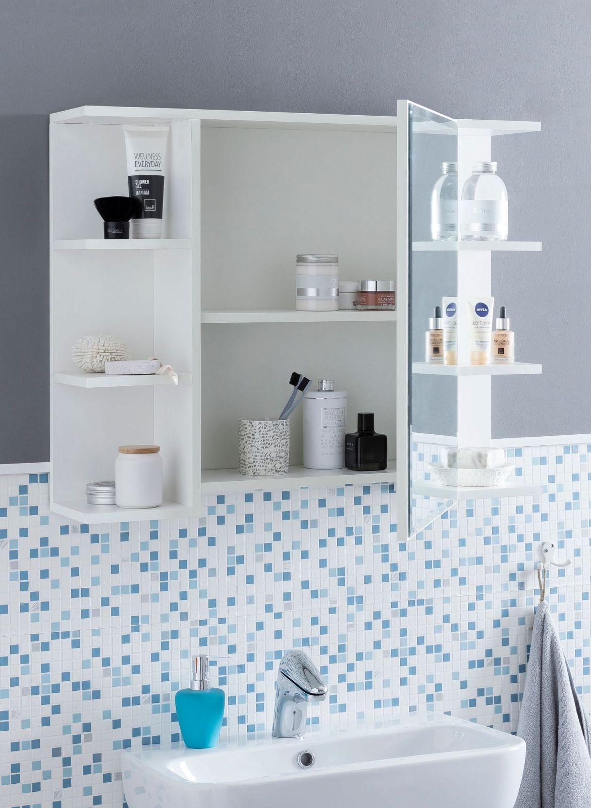 Spiegelschrank - weiß - 80 cm breit