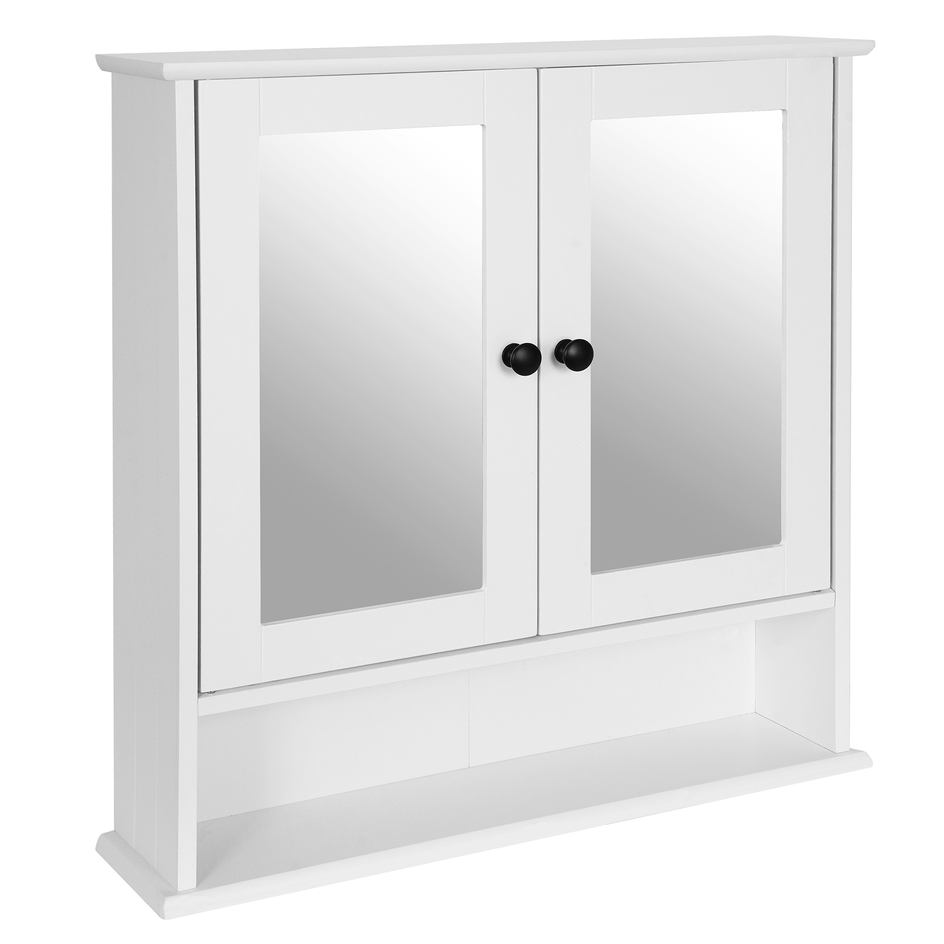 Spiegelschrank - weiß - offenes Fach - 56 cm