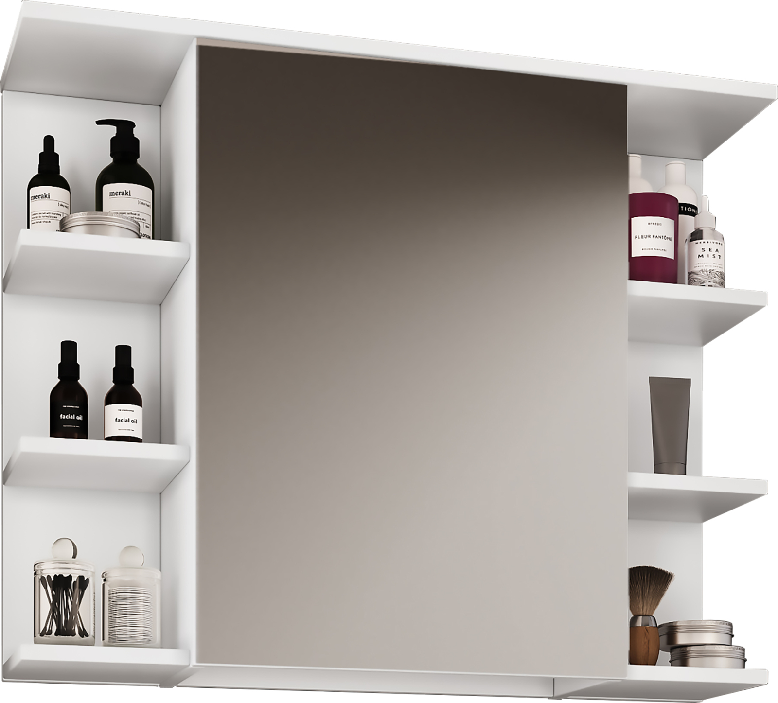 Spiegelschrank ZALO - weiß - 6 Fächer
