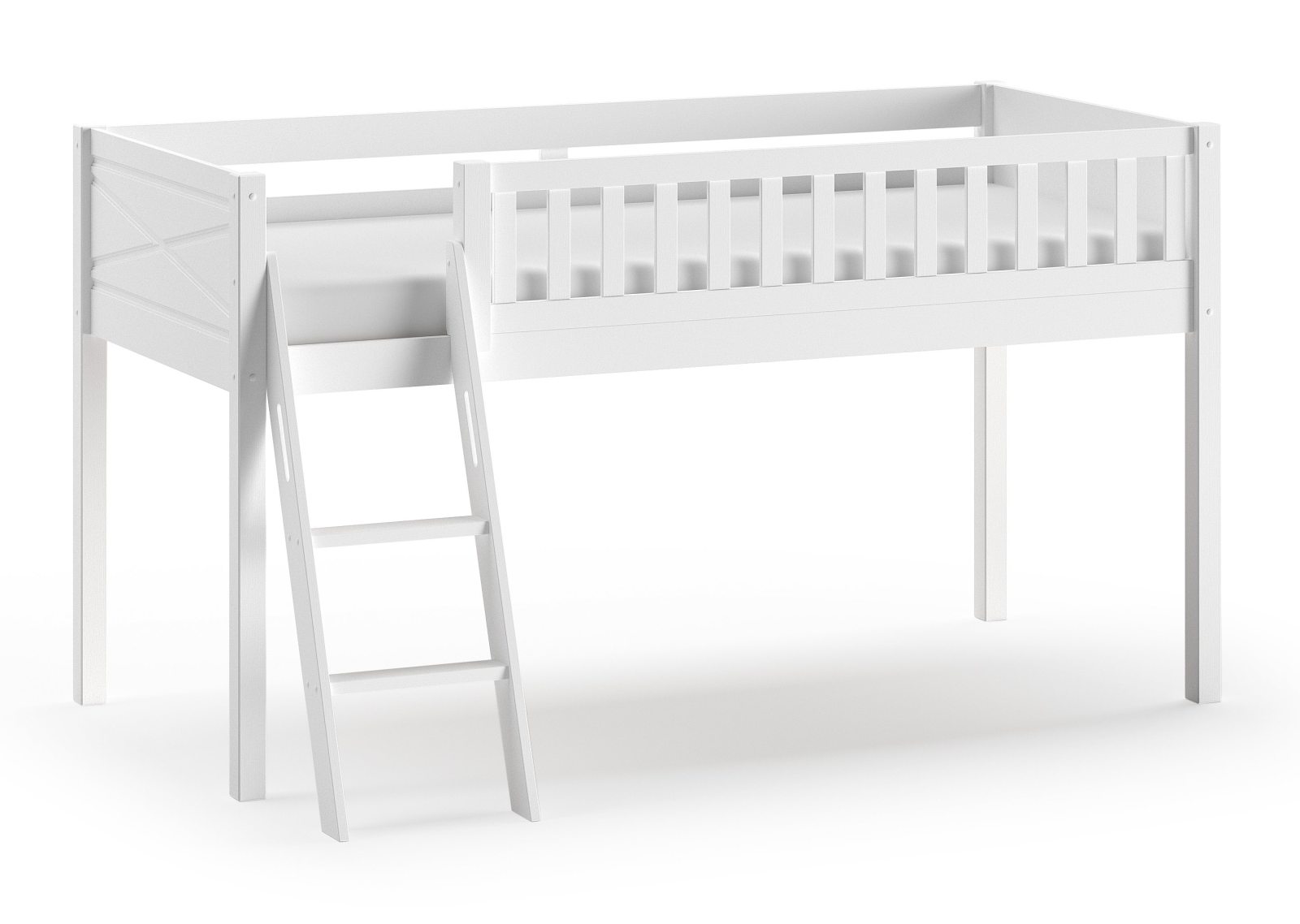 Spielbett SCOTT - weiß - mit Leiter - 90x200 cm