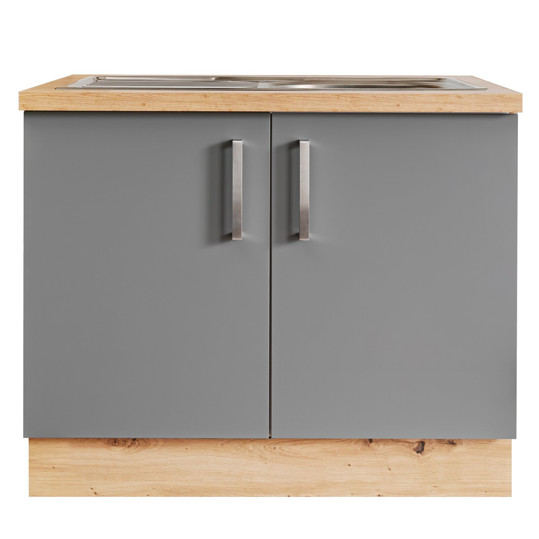 Spülenunterschrank DAVOS - schiefergrau - Artisan Eiche - 100 cm