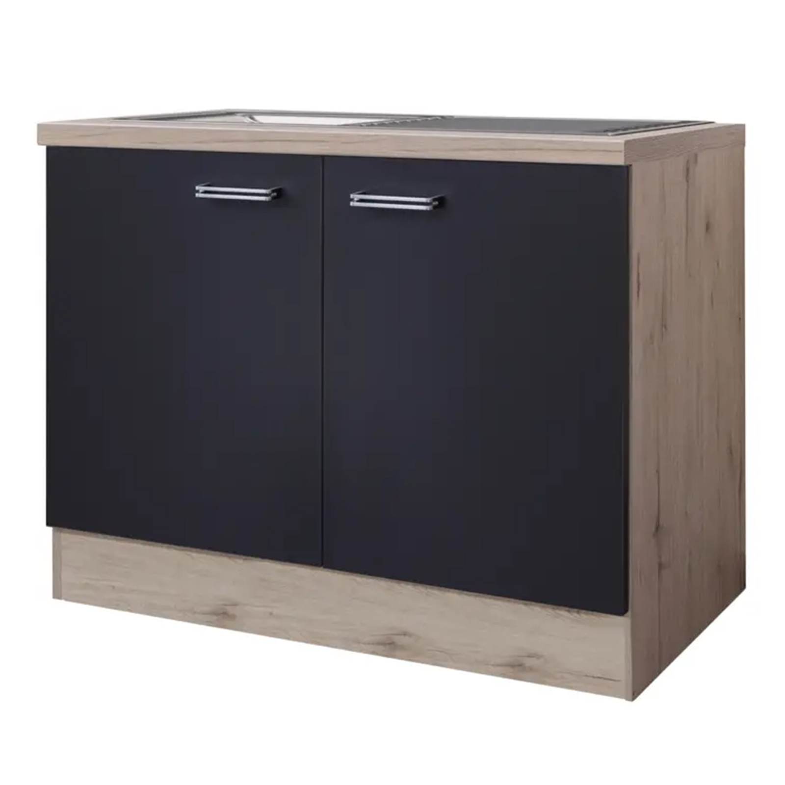 Spülenunterschrank RISENTO - anthrazit - San Remo Eiche - mit Spüle - 100 cm